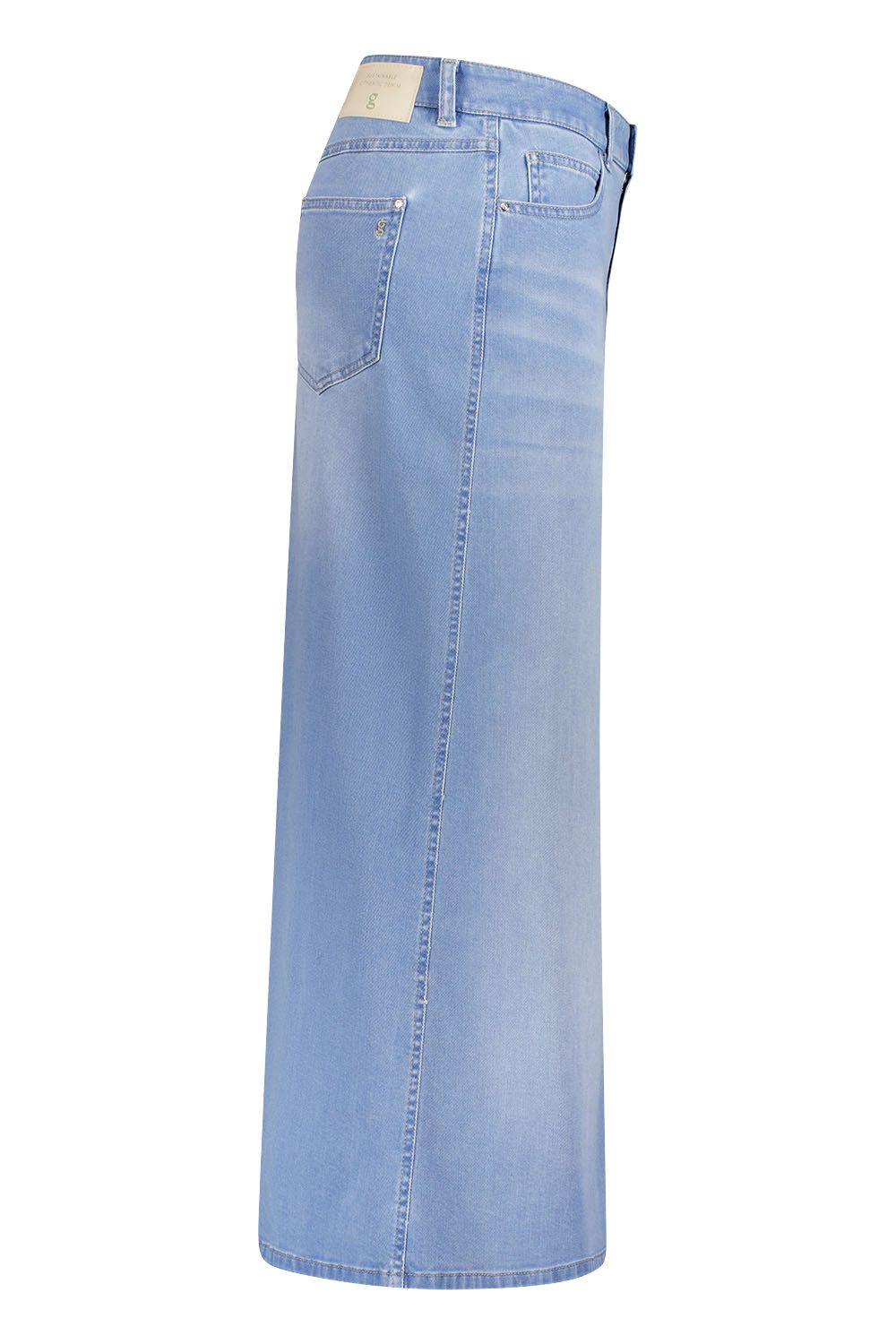 Atelier GARDEUR Straight-Jeans JORIA3-670721-7165, blau, bleach used, Damenrock Stretch-Denim mit bleach used Waschung und sichtbaren Nähten