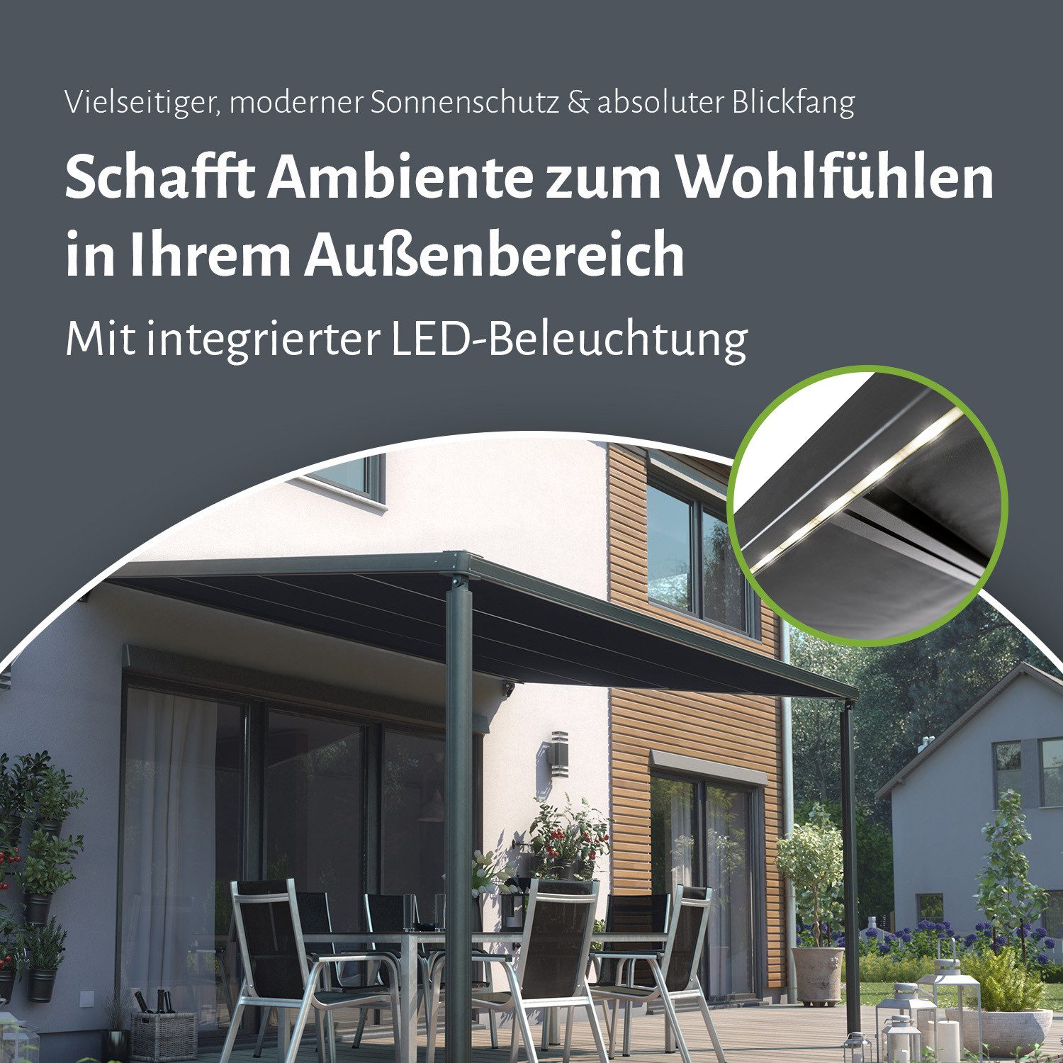 empasa Pergola TROJA, BxTxH: 400x300x243 cm, Elektrische Terrassenüberdachung mit LED Beleuchtung