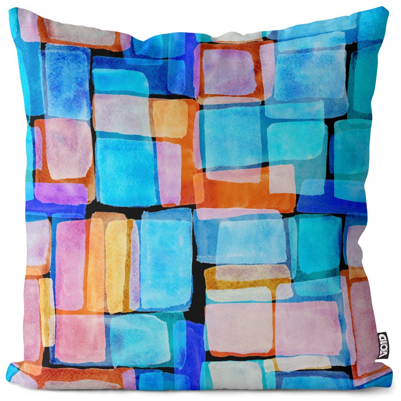 VOID viereck deko Kunst abstrakt Stück), geometrisch Muster keramik Wasserfarbe Kissenbezug, (1 modern Aquarell fliesen kreativ Sofa-Kissen blocke geometrisch deko mosaik