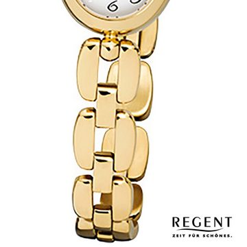 Regent Quarzuhr Regent Damen-Armbanduhr gold Analog F-968, Damen Armbanduhr oval, klein (ca. 19x16mm), Edelstahl, goldarmband