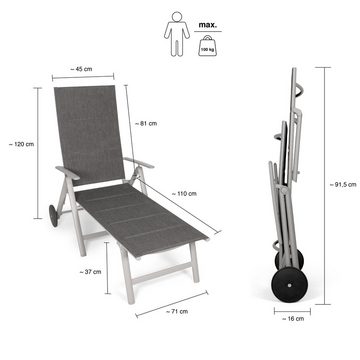 VANAGE Gartenliege VA-6910 Sonnenliege klappbar, grau