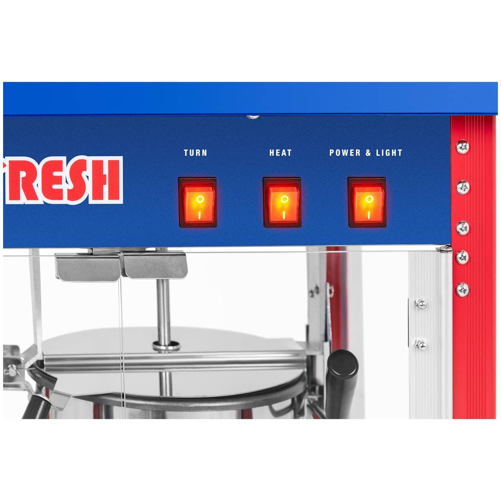 Royal Catering Popcornmaschine Popcornmaker 1500 W 5 kg/h rot Popcornautomat Teflon USA-Design