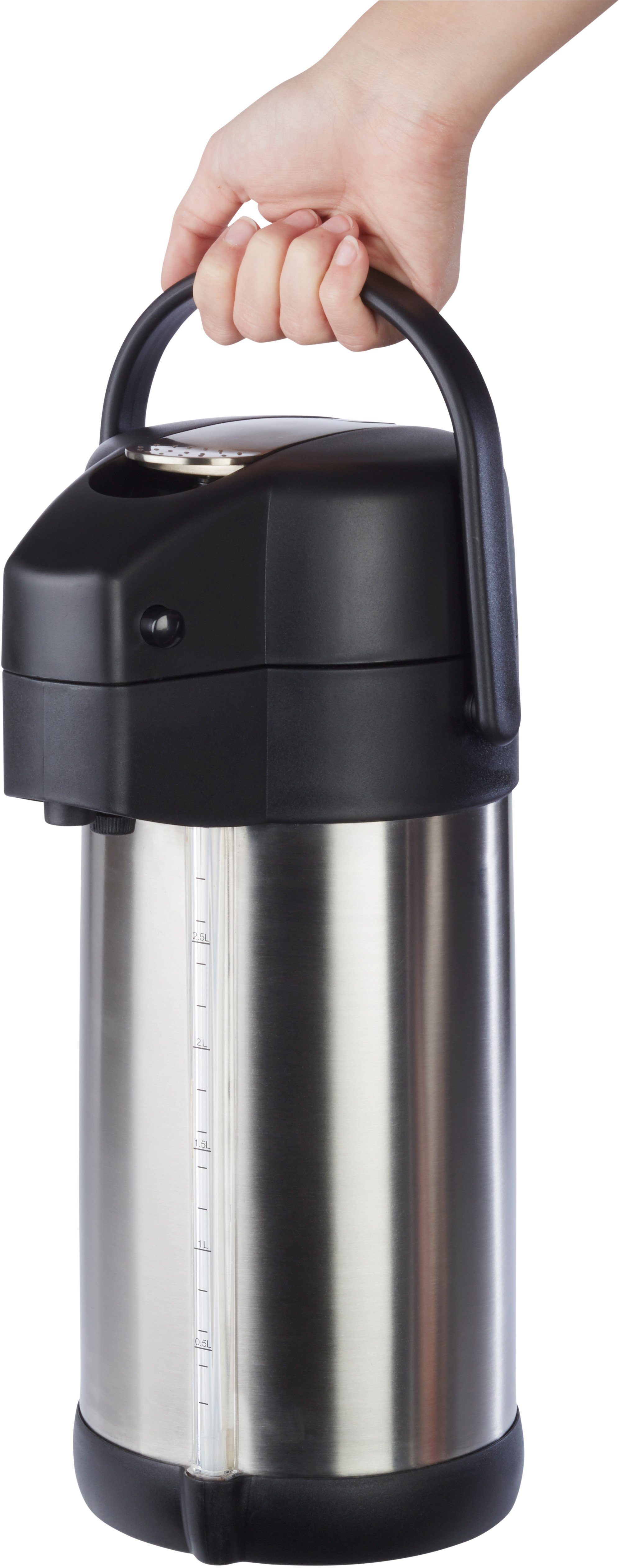 APS Isolierkanne Premium, 3 l, Pumpmechanismus, Edelstahl/Kunststoff