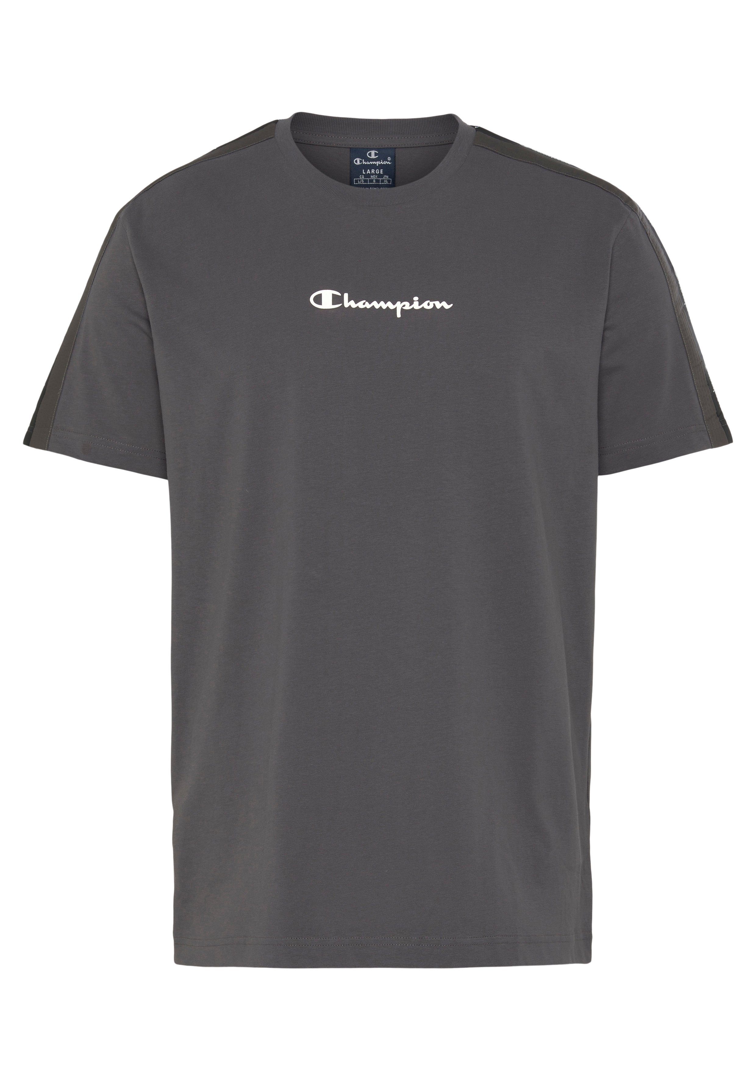Champion T-Shirt Tape Crewneck grau logo T-Shirt small