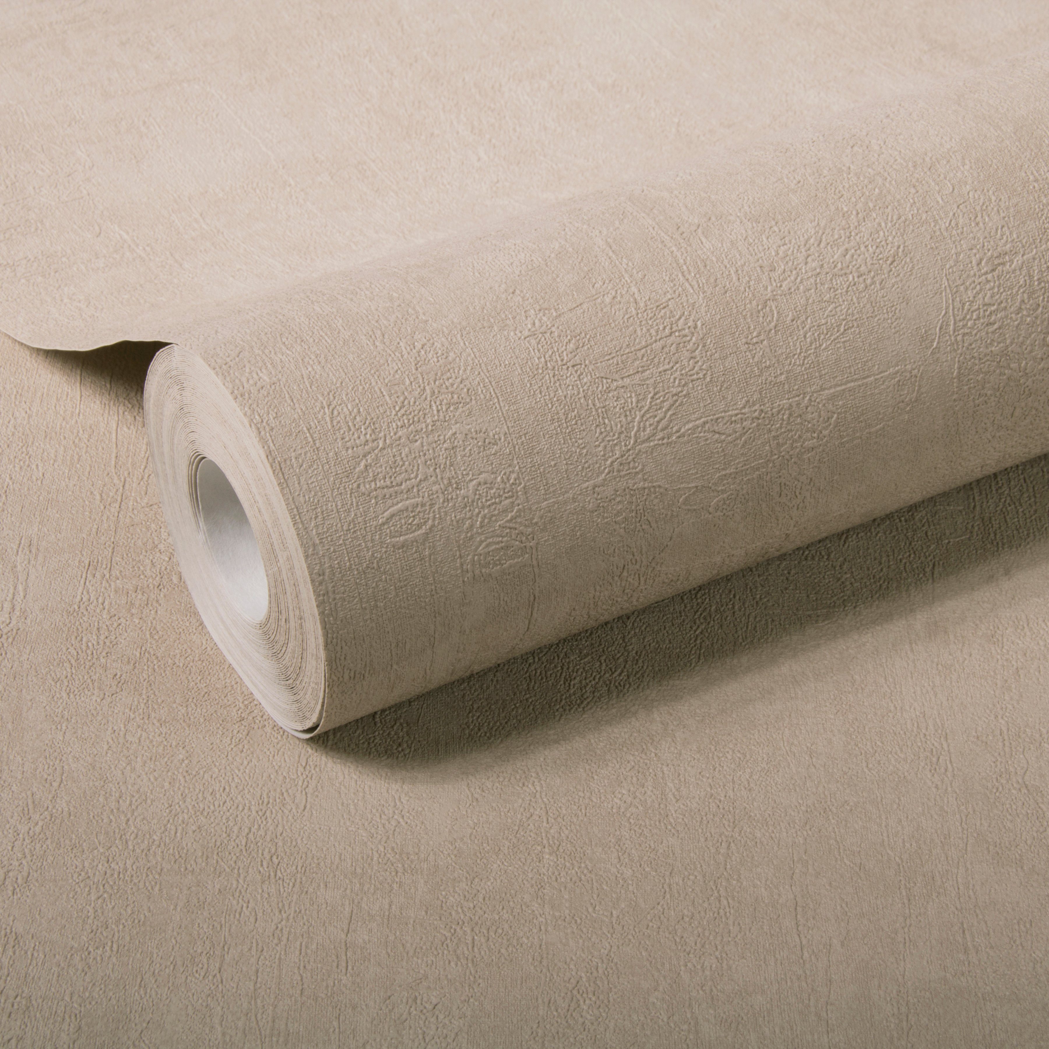 WOW Vliestapete Beton Uni, geprägt, Steinoptik, (1 St), Taupe - 10m x 52cm