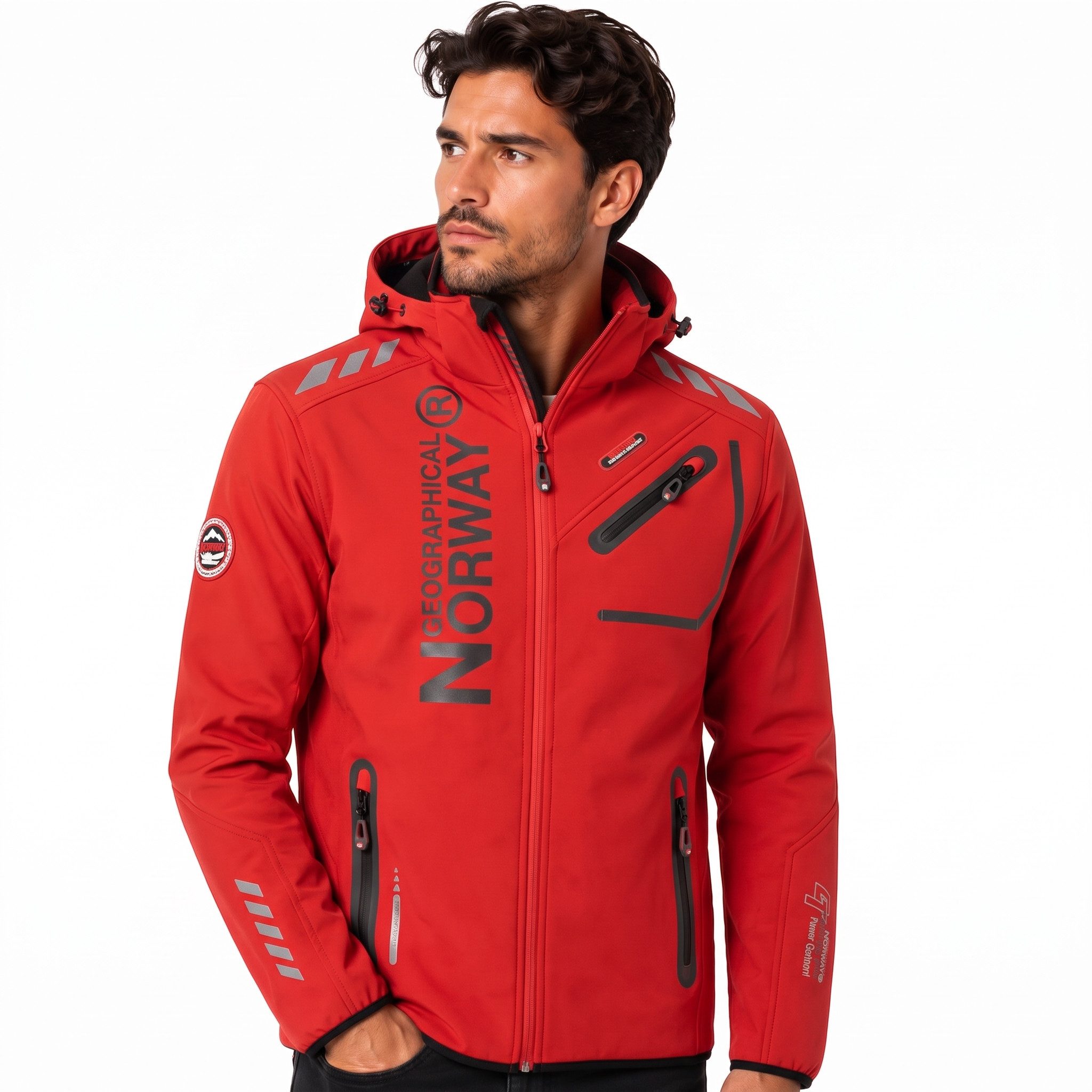 Geographical Norway Softshelljacke Herren Herbst Winter Jacke Softshell Outdoor Übergangsjacke (Packung, 1-St) Mit Kaputze S Bis 7XL