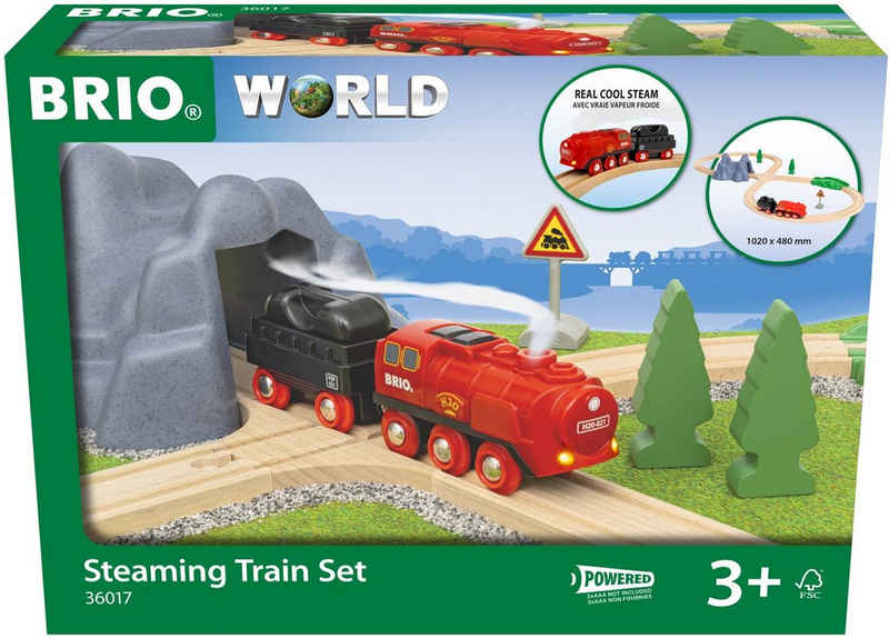 BRIO® Spielzeug-Eisenbahn BRIO® WORLD, Batterie-Dampflok Set, FSC®- schützt Wald - weltweit