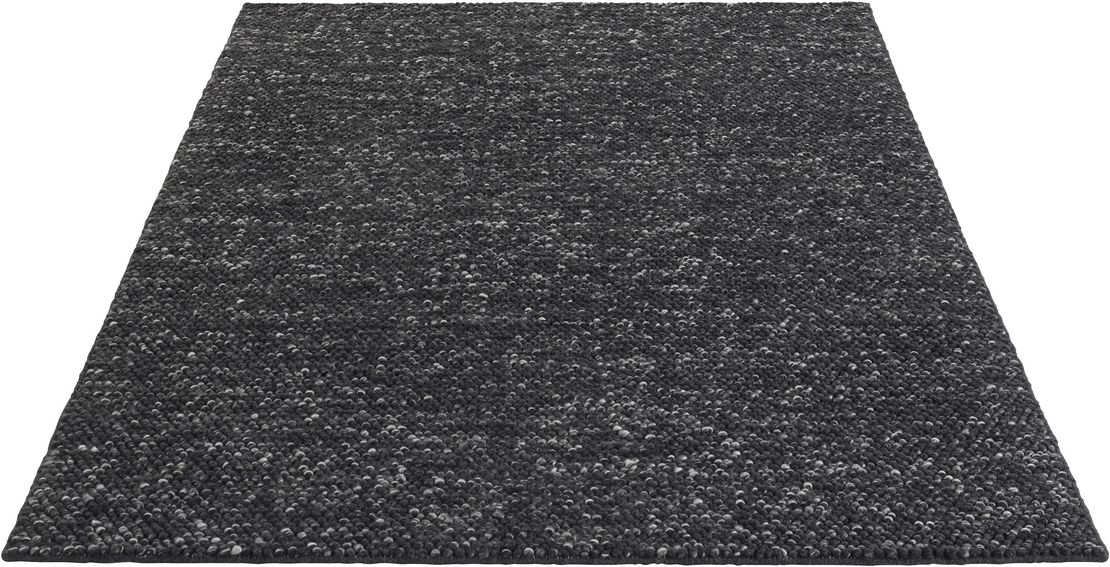 Wollteppich Ainhoa, LeGer Home by Lena Gercke, rechteckig, Höhe: 14 mm, einfarbig, Wolle, Handweb Teppich, Wohnzimmer, Schlafzimmer, Esszimmer anthrazit