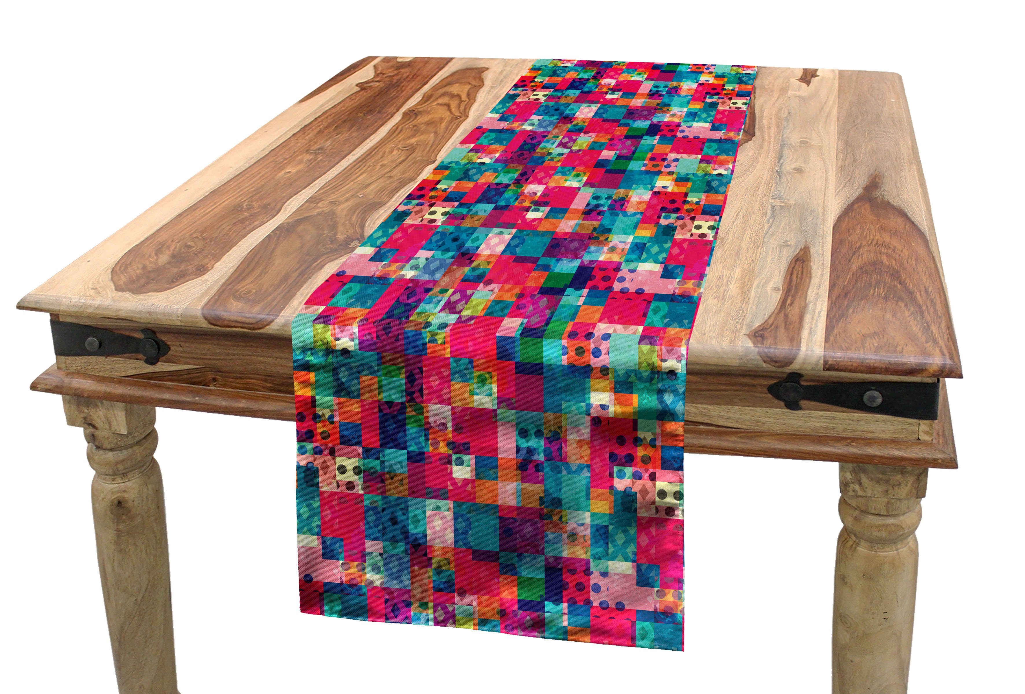 Leuchtende Tischläufer, Esszimmer Kunst Dekorativer Abakuhaus Farbe Dots Abstrakte Rechteckiger Tischläufer Küche