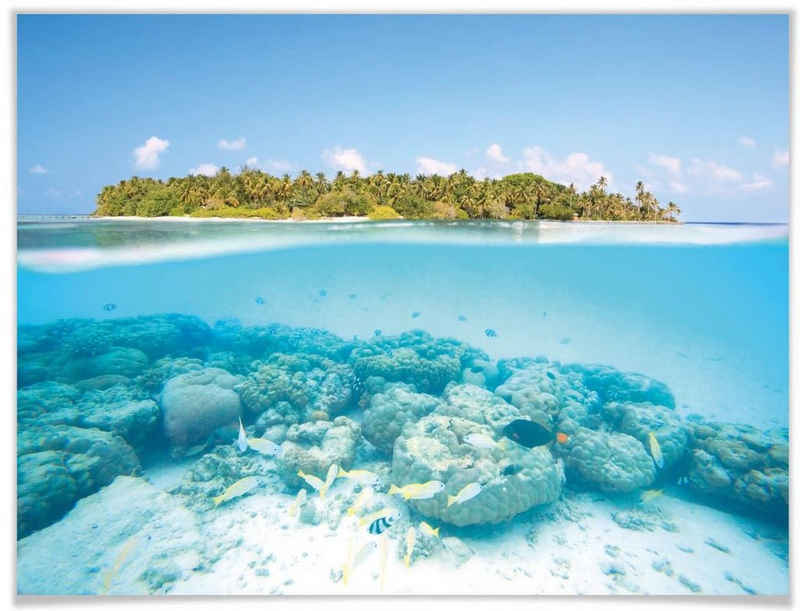 Wall-Art Poster Unterwasserwelt Malediven, Meer (1 St), Poster ohne Bilderrahmen