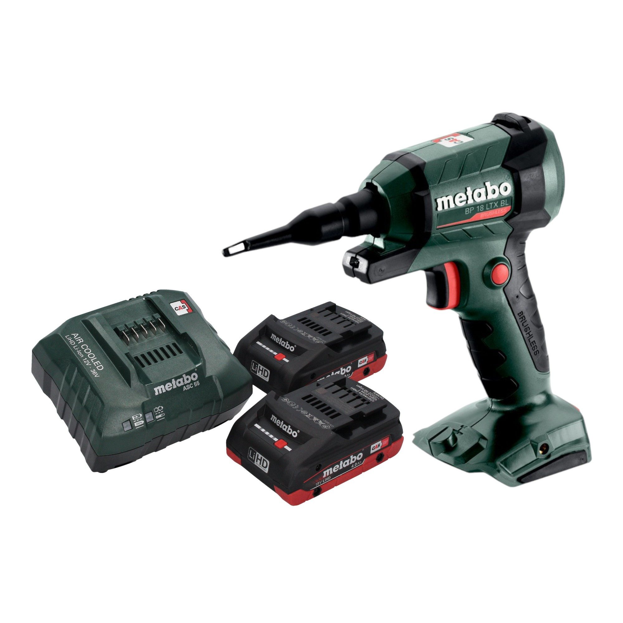 metabo Akku-Laubbläser BP 18 LTX BL Akku Blaspistole 18 V Brushless + 2x LiHD Akku 4,0 Ah
