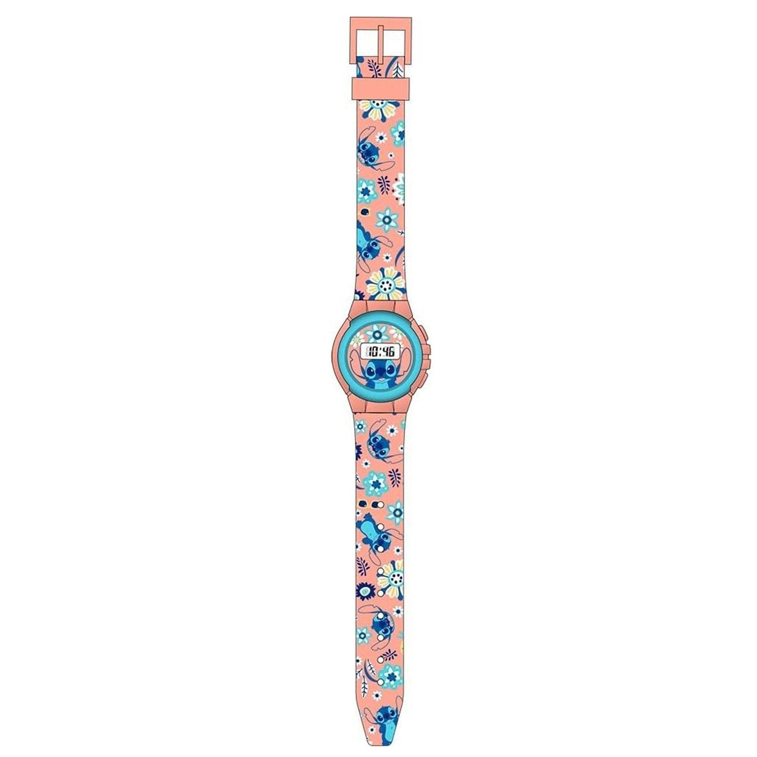 Sarcia.eu Digitaluhr Stitch Disney lachsfarbene Uhr für Mädchen, Digitaluhr