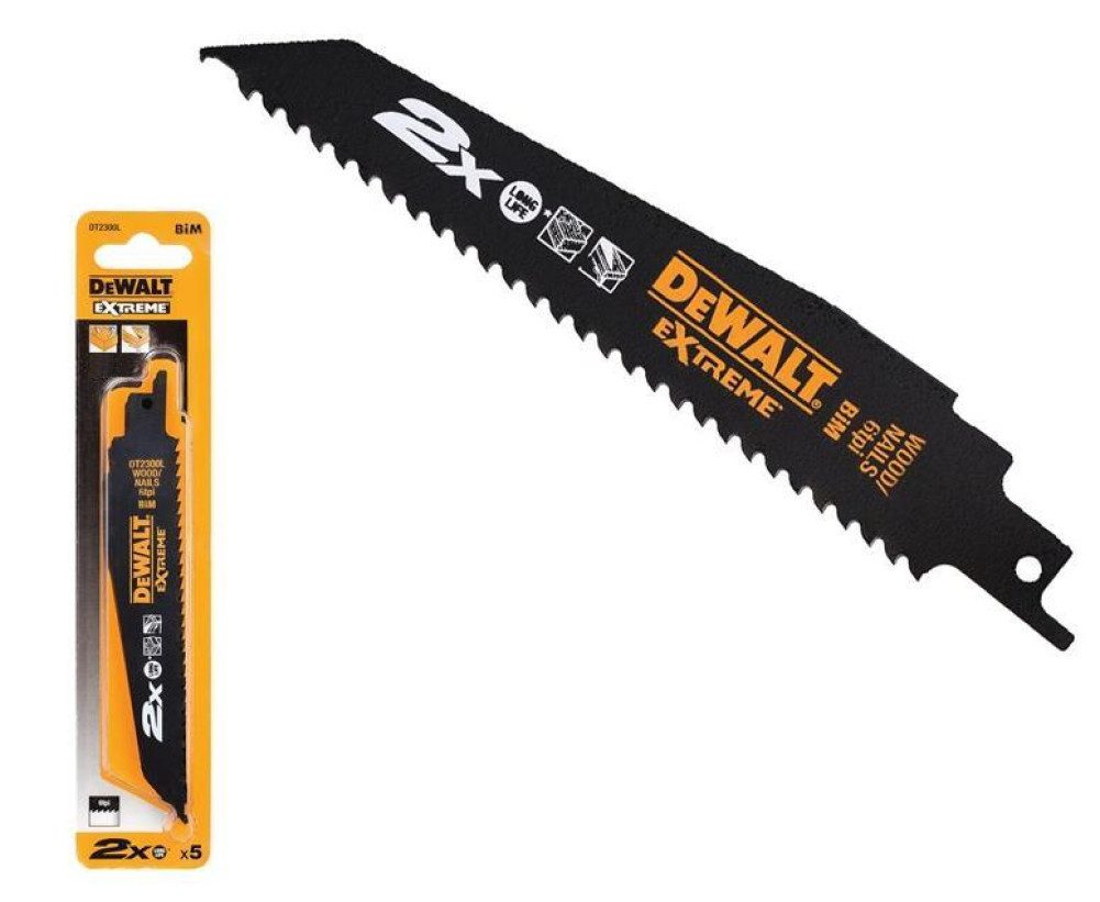 Säbelsägeblatt Säbelsägeblatt DeWalt 305x4,2mm Holz mit Nägeln Extreme 5 Stück