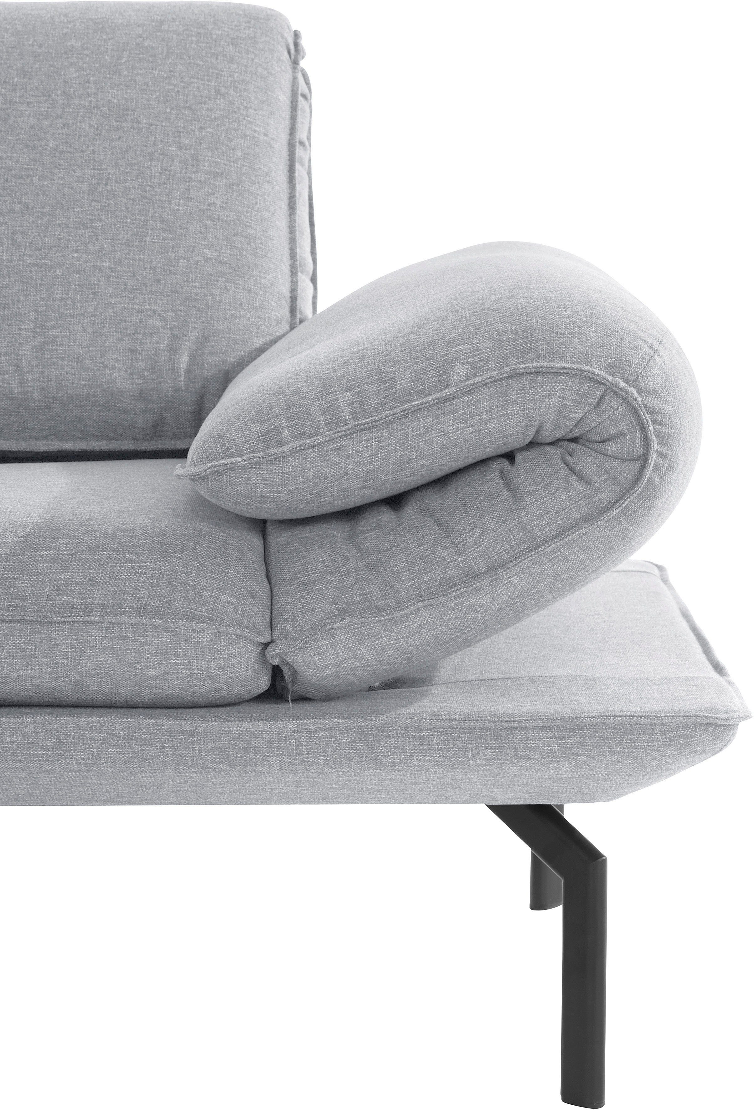 Ecksofa Winkelfuß York, aus Metall mit wahlweise DOMO collection New mit und Rückenfunktion, Arm-