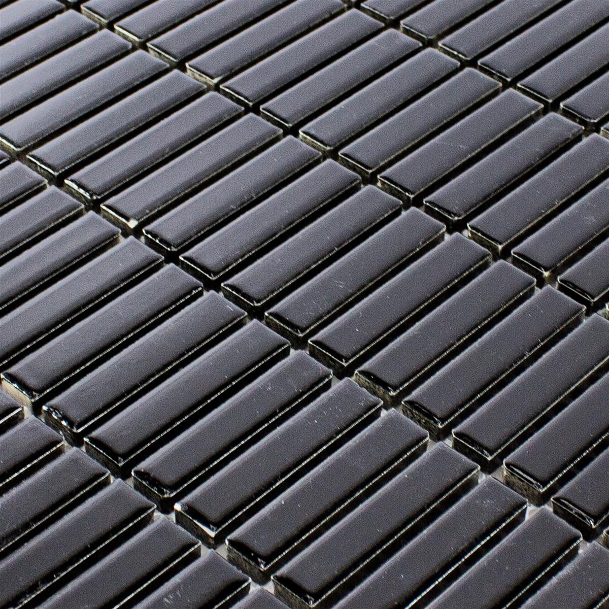 Mosafil Mosaikfliesen Keramik Mosaik Fliesen Midway Schwarz Glänzend, Keramik 30.000x30.000, schwarz, Verlegefertig auf ein Netz geklebt - Frostsicher - Wasserfest