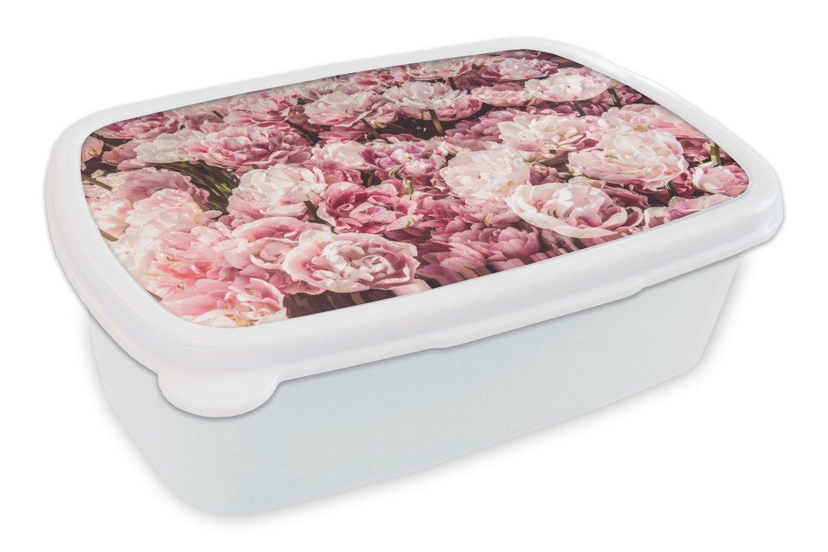 und Rosa, (2-tlg), weiß für Brotdose, Kunststoff, Natur - Erwachsene, für Blumen - und Lunchbox MuchoWow Kinder Brotbox Jungs Mädchen