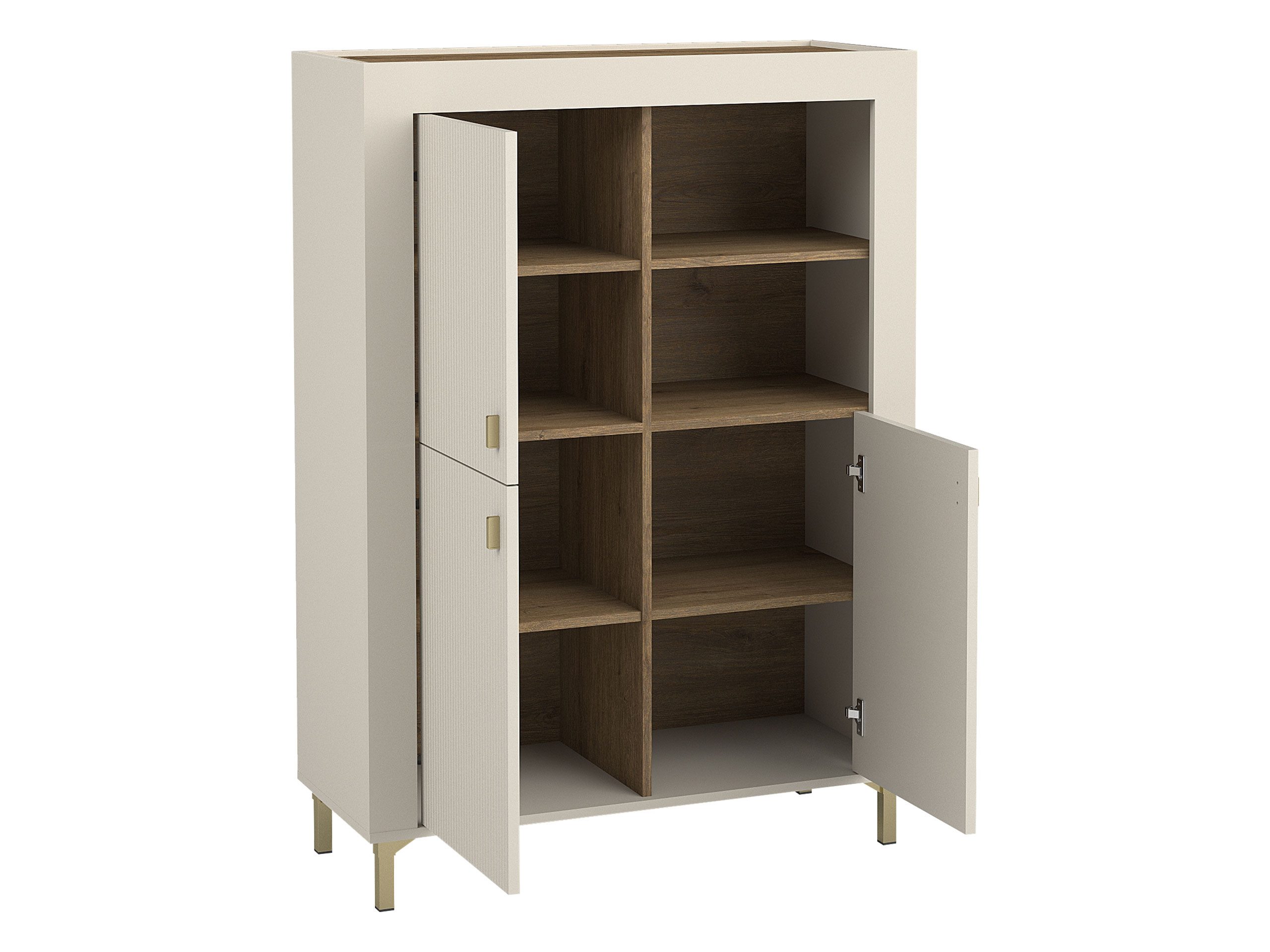 MIRJAN24 Wohnzimmer-Set Mossa IV, (4er-Set, Vitrine, Kommode, TV-Lowboard mit Kamin, Couchtisch), Realistische LED-Flamme