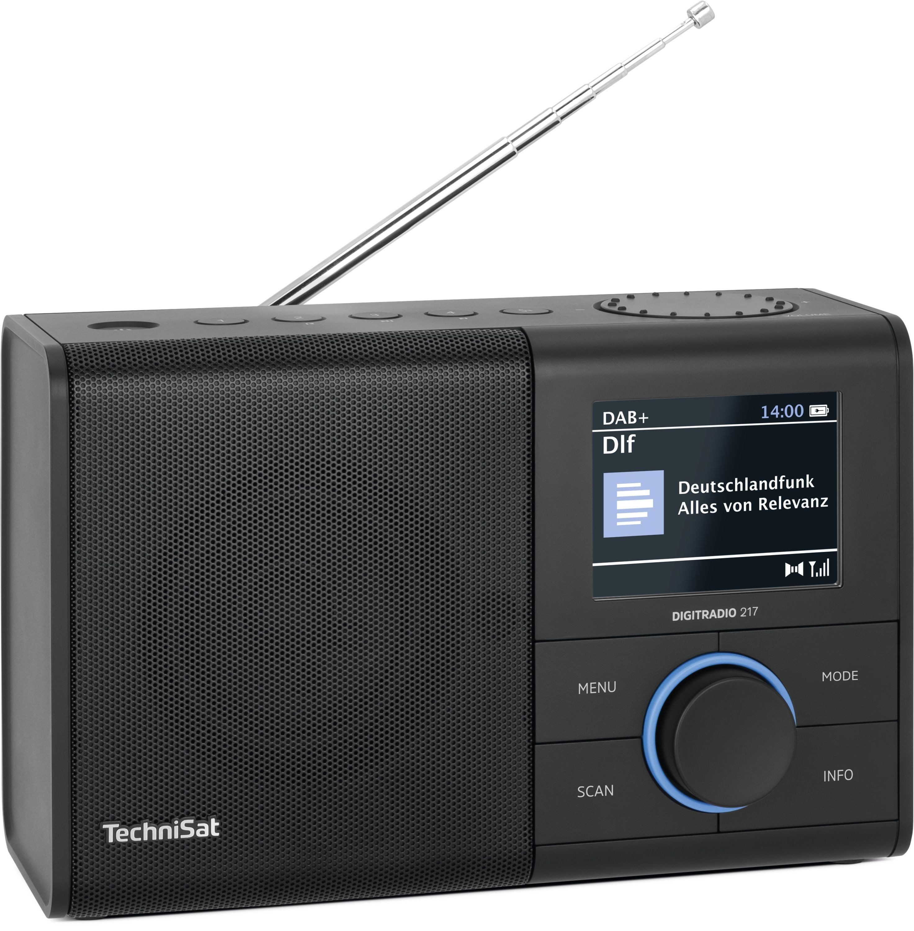 TechniSat DIGITRADIO 217 Digitalradio (DAB) (Digitalradio (DAB), FM-Tuner mit RDS, 5 W, 5 Direktwahltasten, Netz- und Batteriebetrieb, Bluetooth, 2 Weckzeiten)