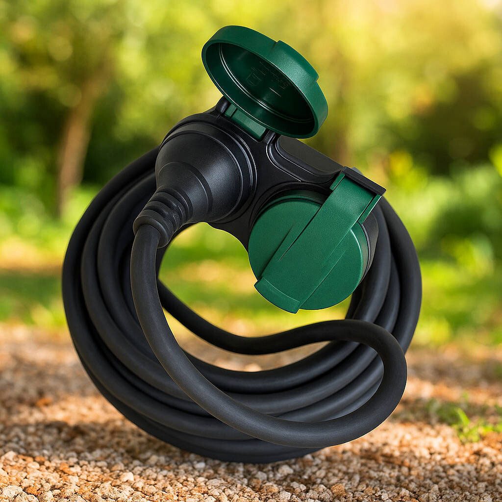 VABIONO Kabel StromkabeI IP44 Schutzkontkt Außen 5/10/25m 250V 16A CE GS Verlängerungskabel, Schutzkontakt, Schuko (500 cm), - KOSTENLOSER VERSAND