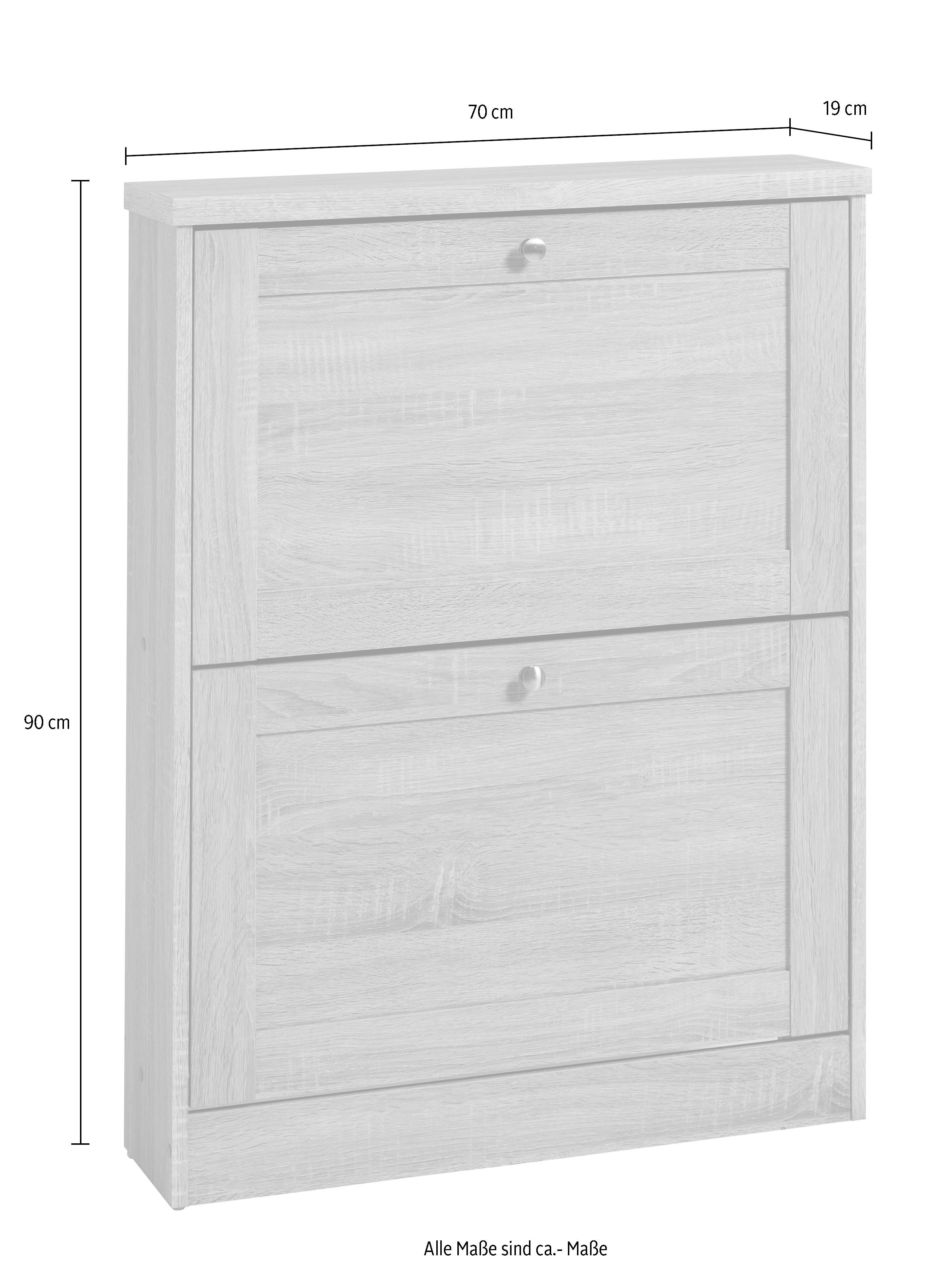 OTTO home Schuhschrank Heide Breite 70 cm, mit 2 Klappen und Facettenfront