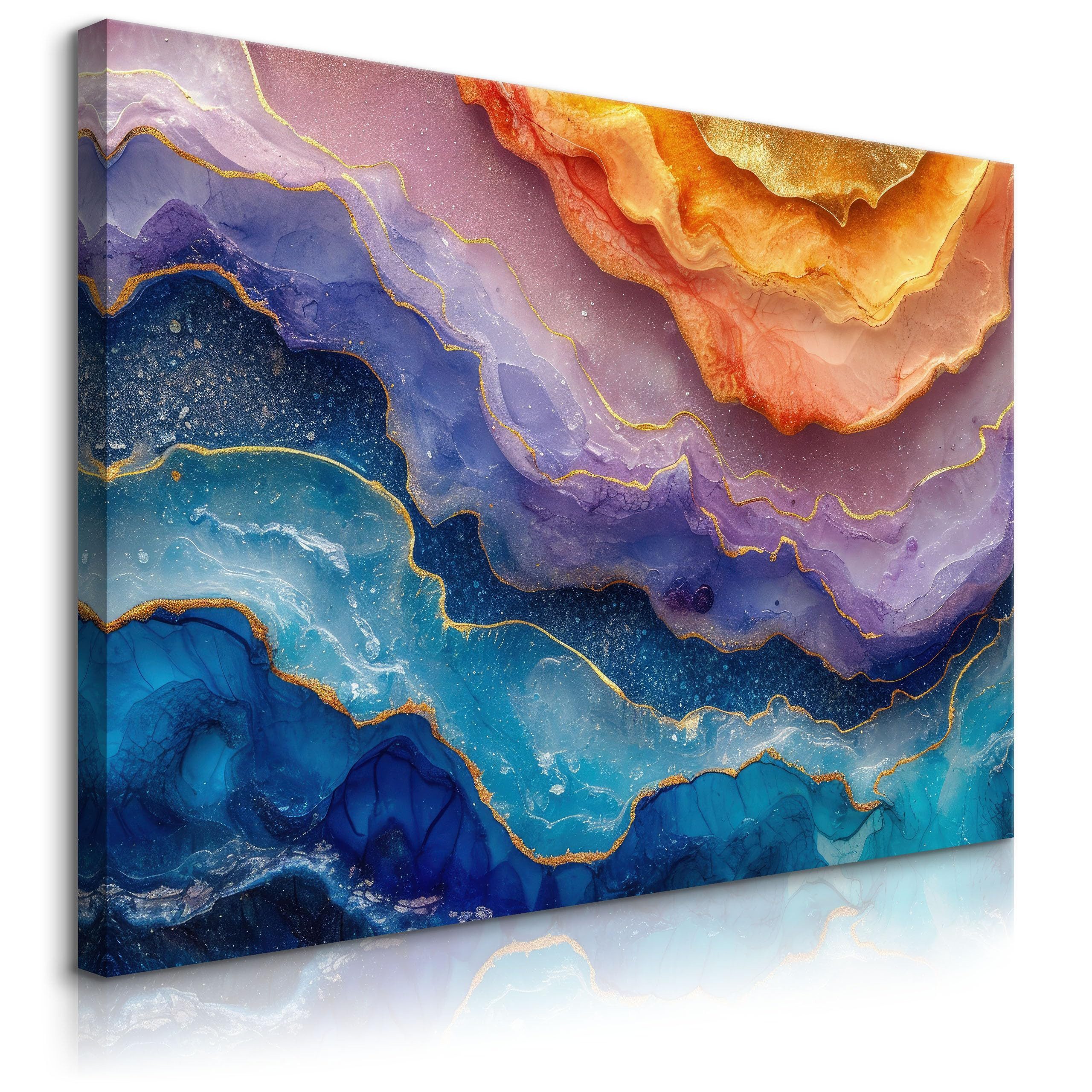 Muralo Leinwandbild Abstrakt – Leinwandbild Wandbild Kunstdruck Wohnzimmer, Abstrakt (1 St), Pastellfarbener – Brokat-Marmor, 100 x 70 cm, aufhängefertig