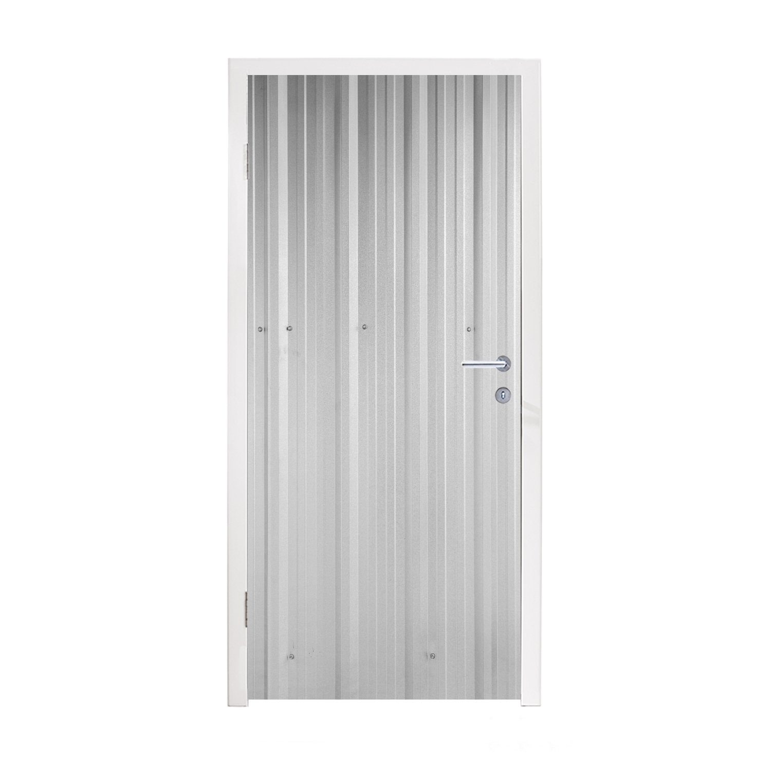 MuchoWow Türtapete Wellbleche - Metall - grau, Matt, bedruckt, (1 St), Fototapete für Tür, Türaufkleber, 75x205 cm
