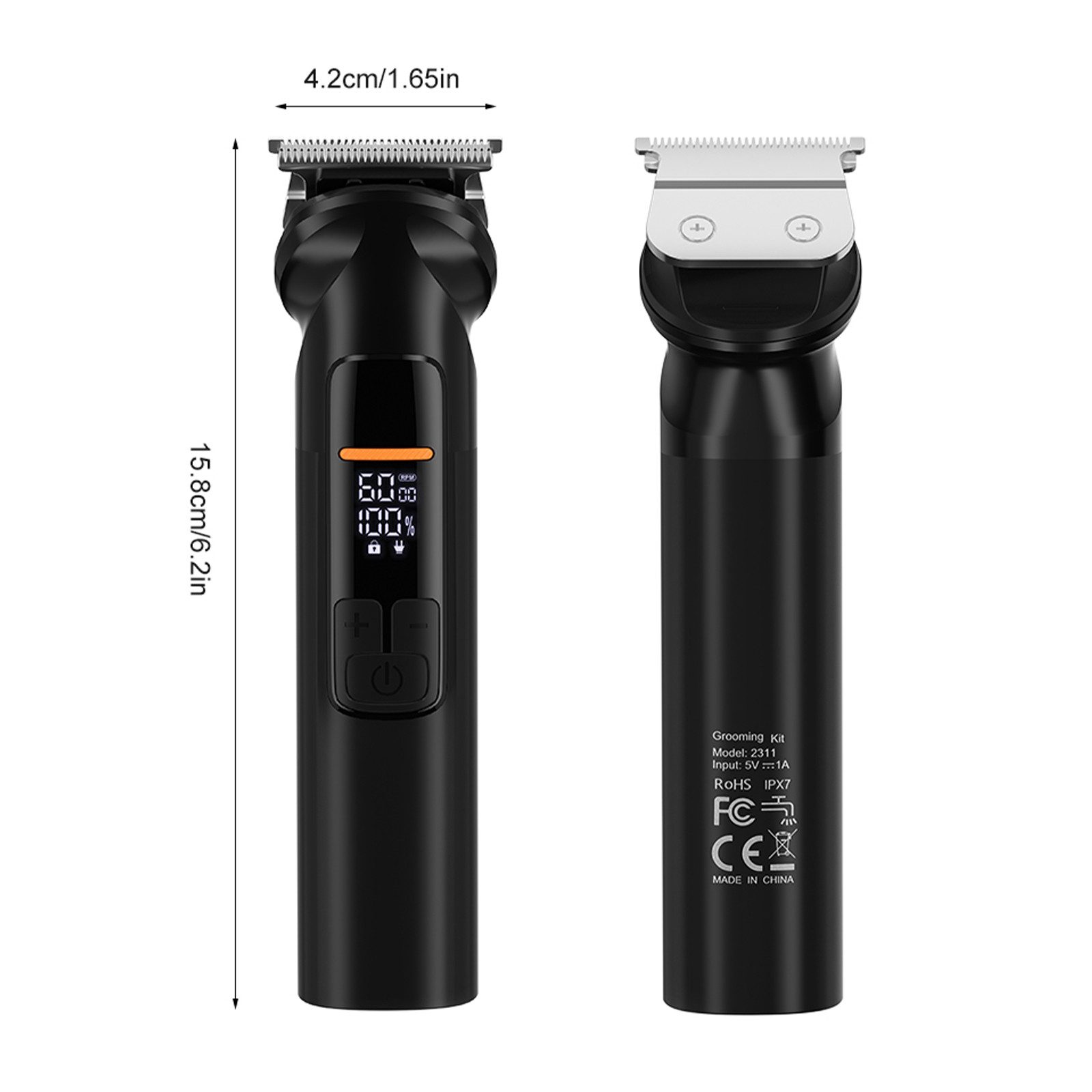 MODFU Haarschneider Profi 6-in-1 Bartschneider Set Herren mit LCD Display, Trimmer mit Edelstahlklingen Nasenhaartrimmer, 1200mAh Akku USB-Ladung leise hautfreundlich