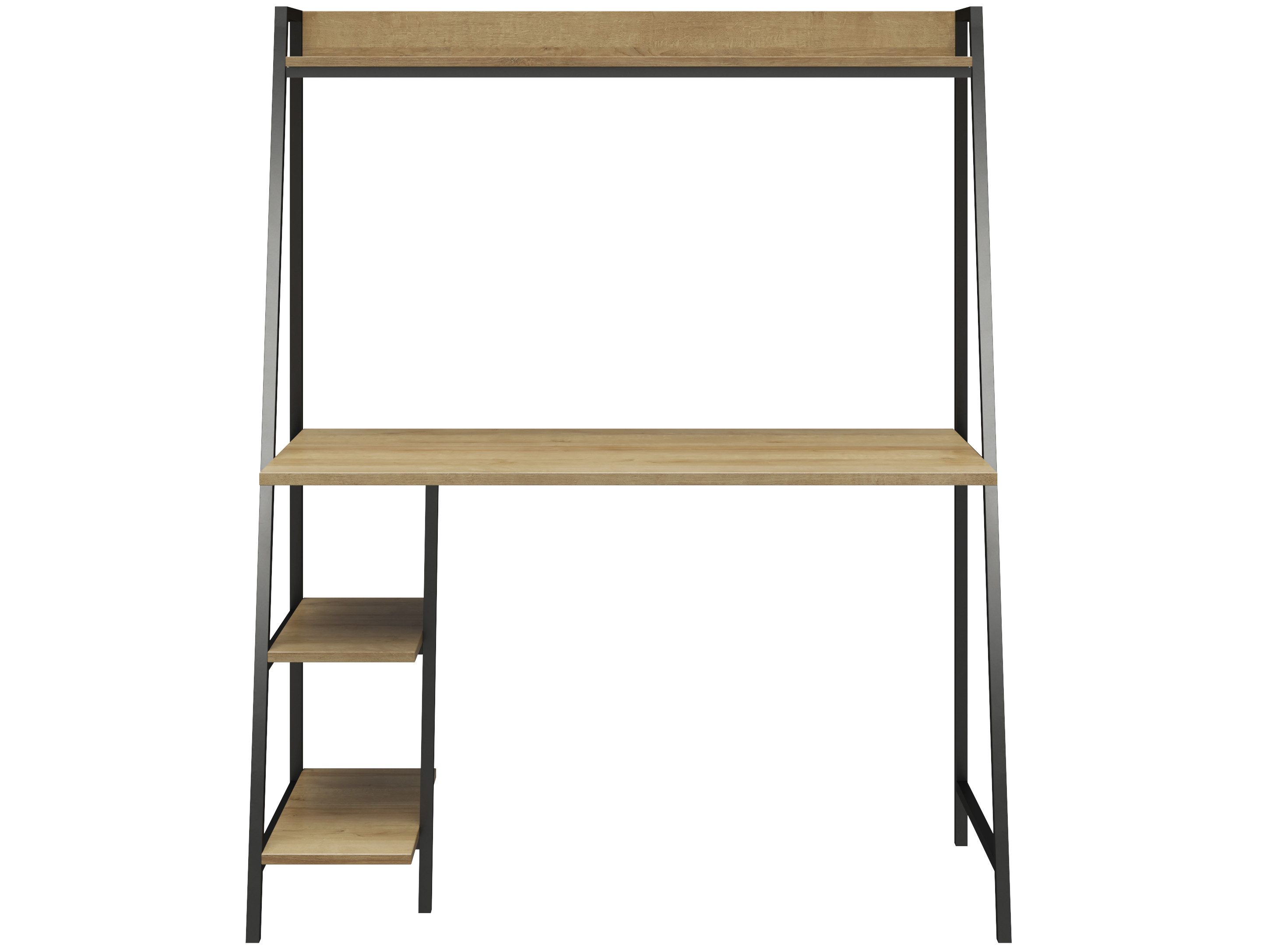 loft24 Regal-Schreibtisch Fogh, Schreibtisch mit Leiterregal, Metallgestell, Breite 111 cm