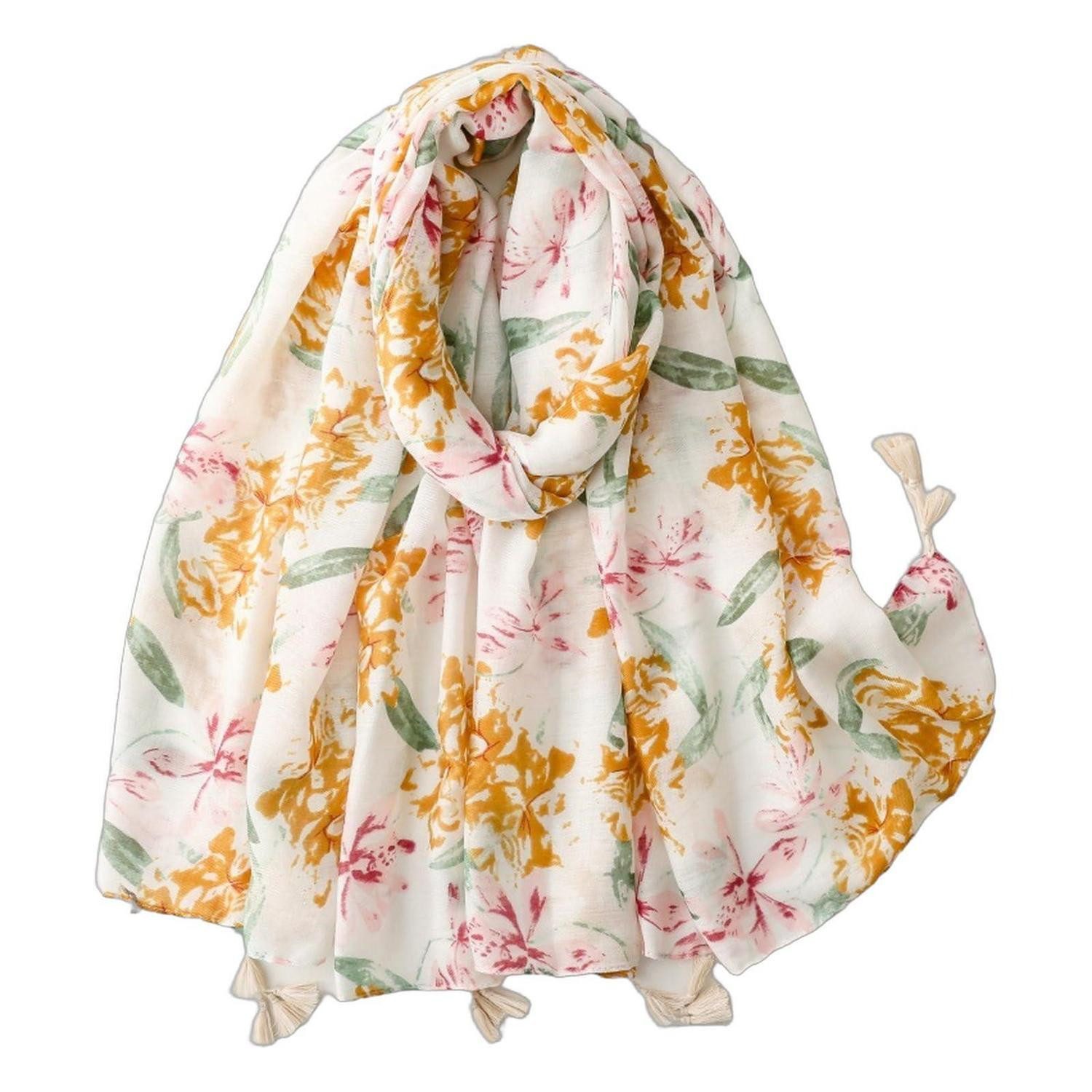 LuxusKollektion Hamamtuch Schal Damen 180x90cm Polyester Quastenmuster, (1-St)