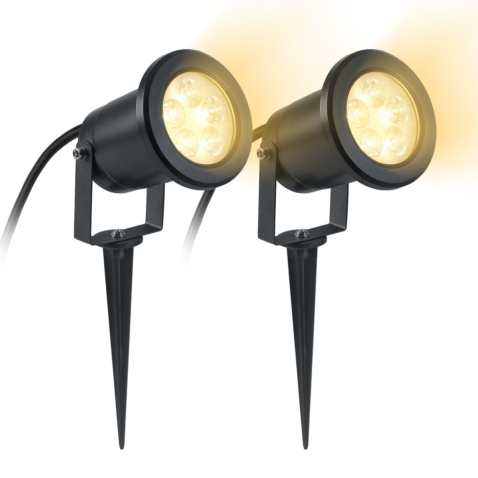 FIVMEN LED Gartenstrahler Gartenleuchte mit Erdspieß Warmweiß Gartenlampe, für Außenbereich Garten Teich Landschaft, ohne Schukostecker