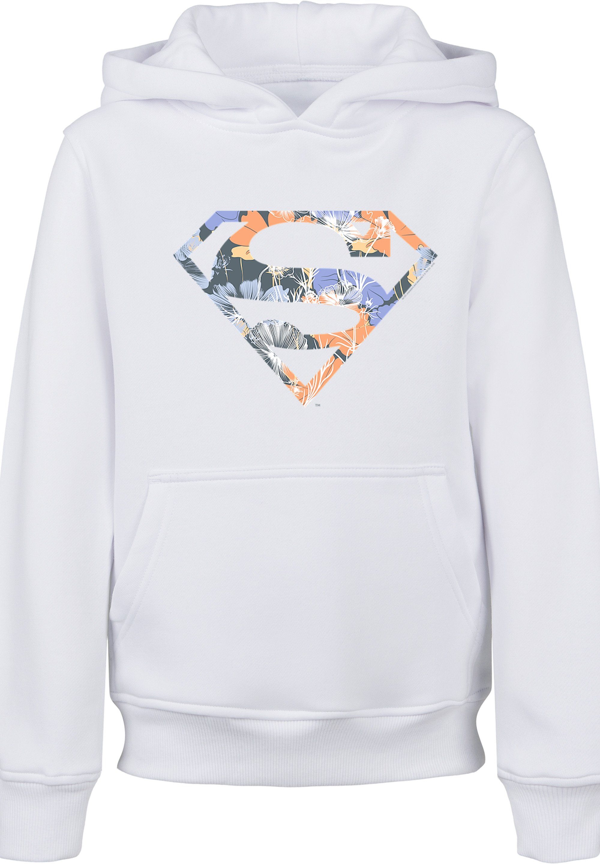 Logo Superman weiß F4NT4STIC Comics Sweatshirt Floral DC Unisex Superheld Merch,Jungen,Mädchen,Bedruckt Hoodie Kinder,Premium