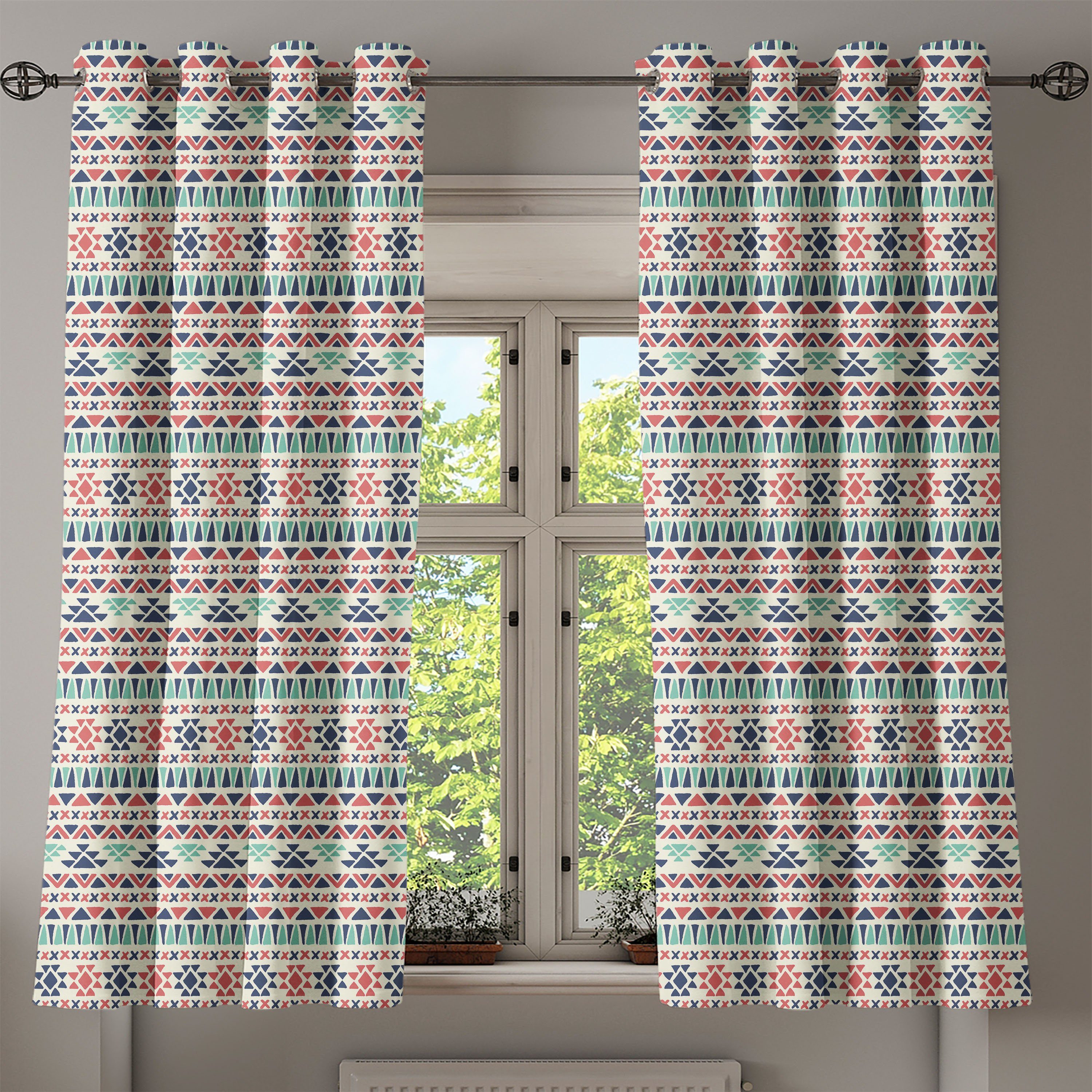 Gardine Dekorative für Volkskunst Einheimische Schlafzimmer 2-Panel-Fenstervorhänge Abakuhaus, Kunst Wohnzimmer