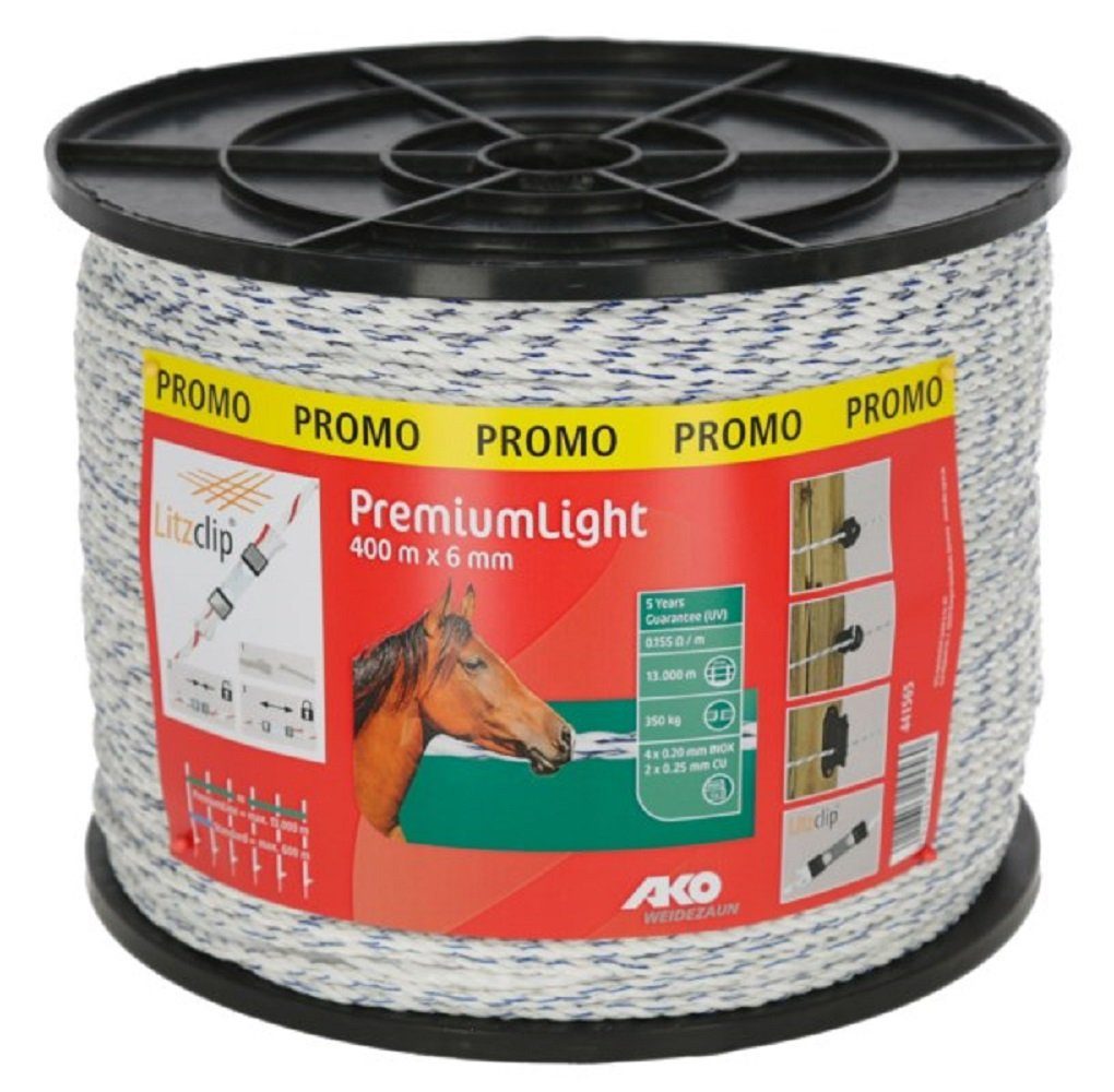 Weidenzaun Kerbl Elektroseil,6mm,400m,weiß/blau 4x0,20mm SSW, 2x0,25mm CU 441565