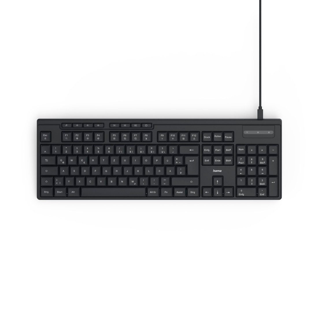 Hama Tastatur CK-200 (kabelgebunden, QUERTZ, Media-Tasten) Tastatur