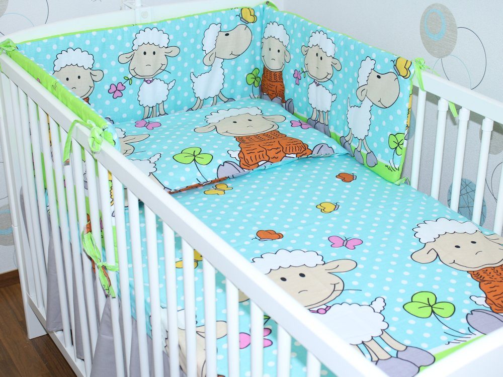 Babybettwäsche 3 teiliges Baby Bettset mit Bettwäsche und Nestchen für Bett 70x140 cm
