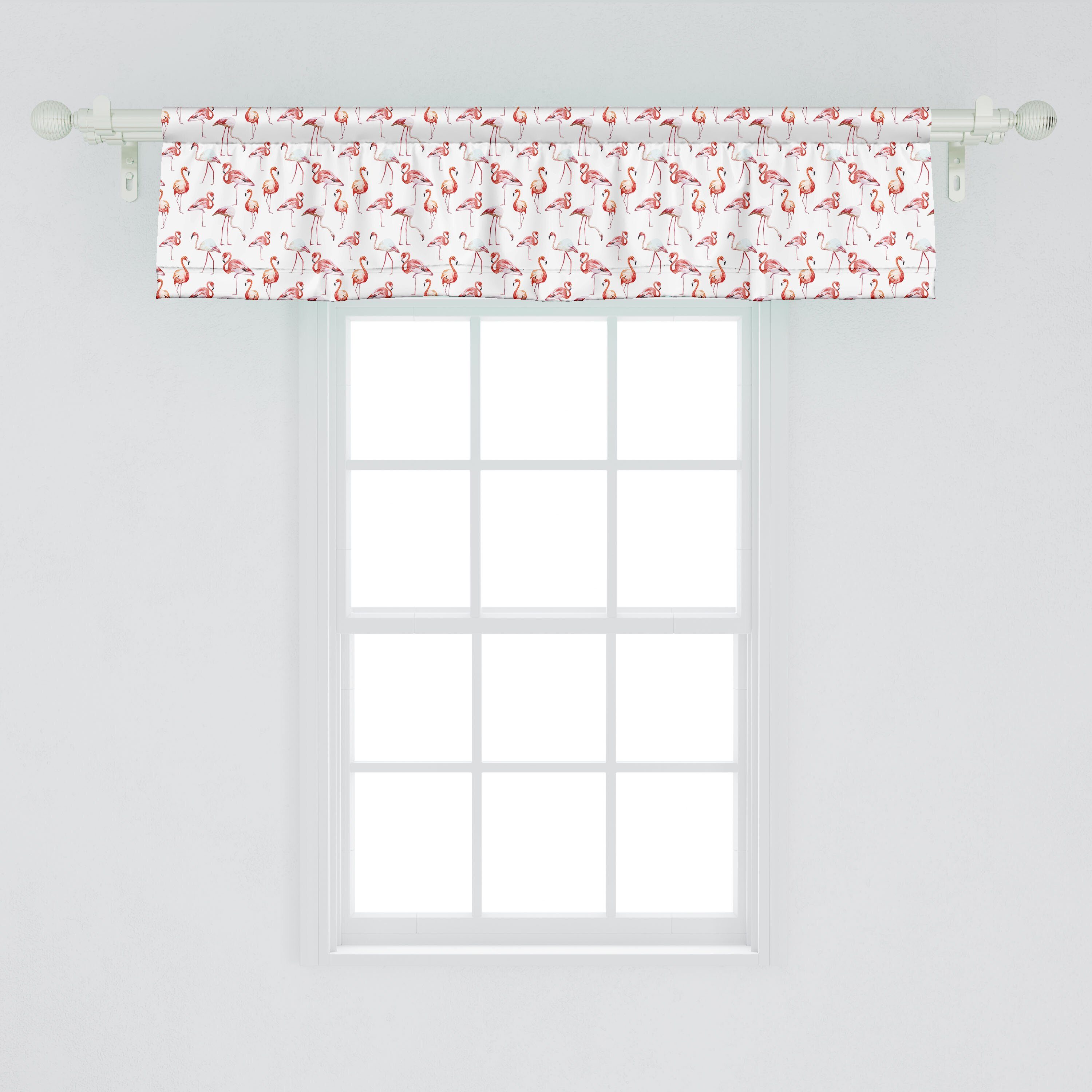 Scheibengardine Vorhang Microfaser, Dekor Stangentasche, Flamingo Hawaii Frühling Küche Volant mit Schlafzimmer Abakuhaus, für