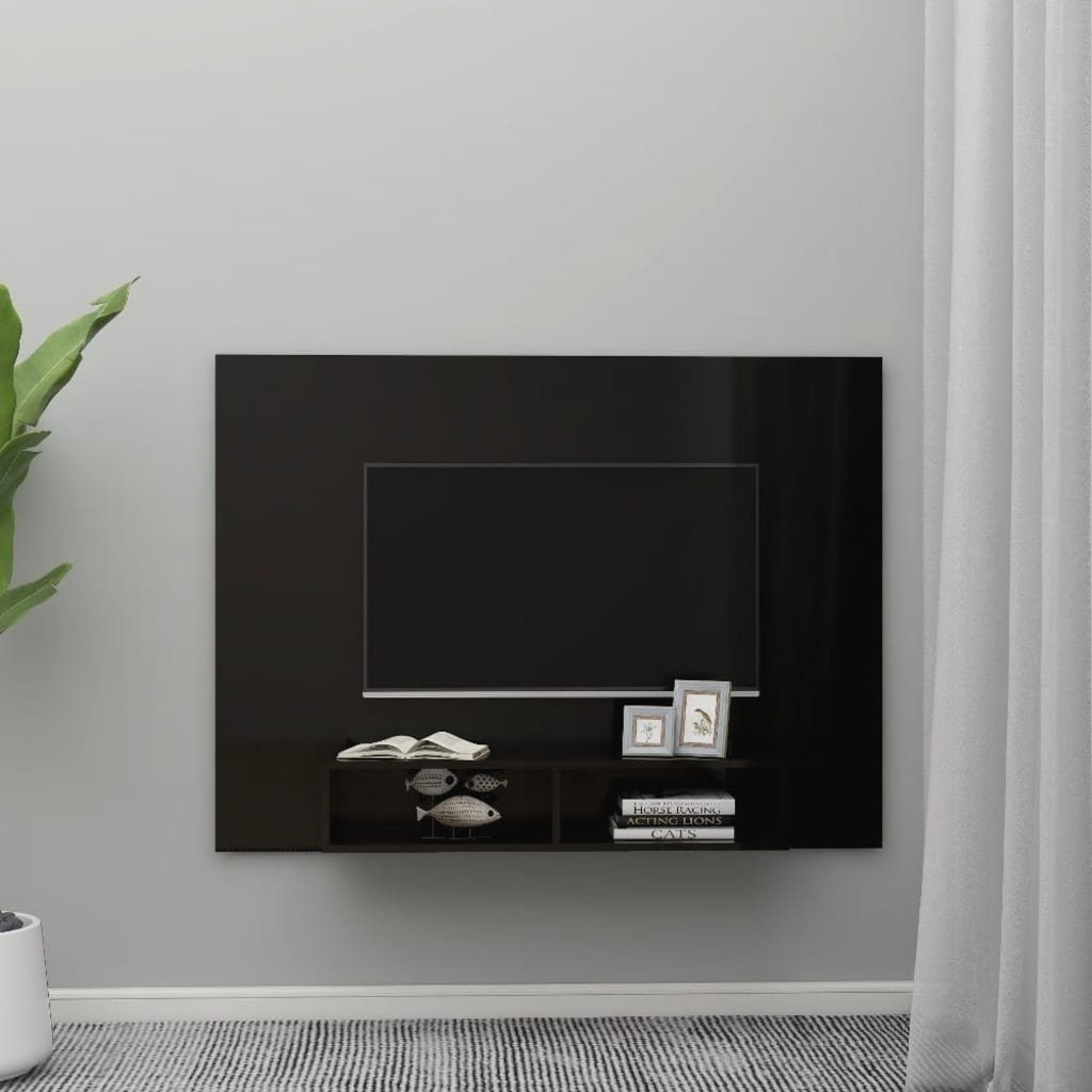 Hochglanz-Schwarz TV-Wand 135x23,5x90 3008161, cm), (LxBxH: möbelando in