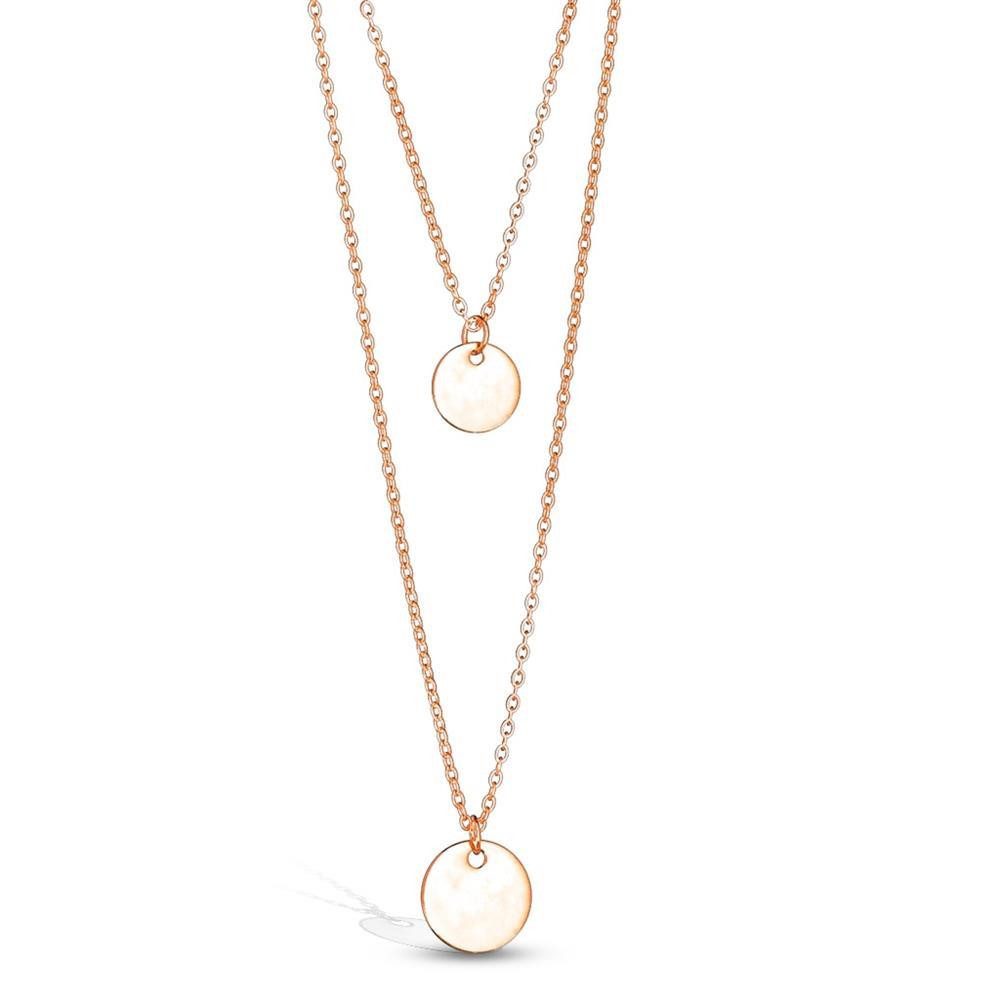 Kette mit Anhänger Kette mit runden Plättchen aus Edelstahl Damen rosegold