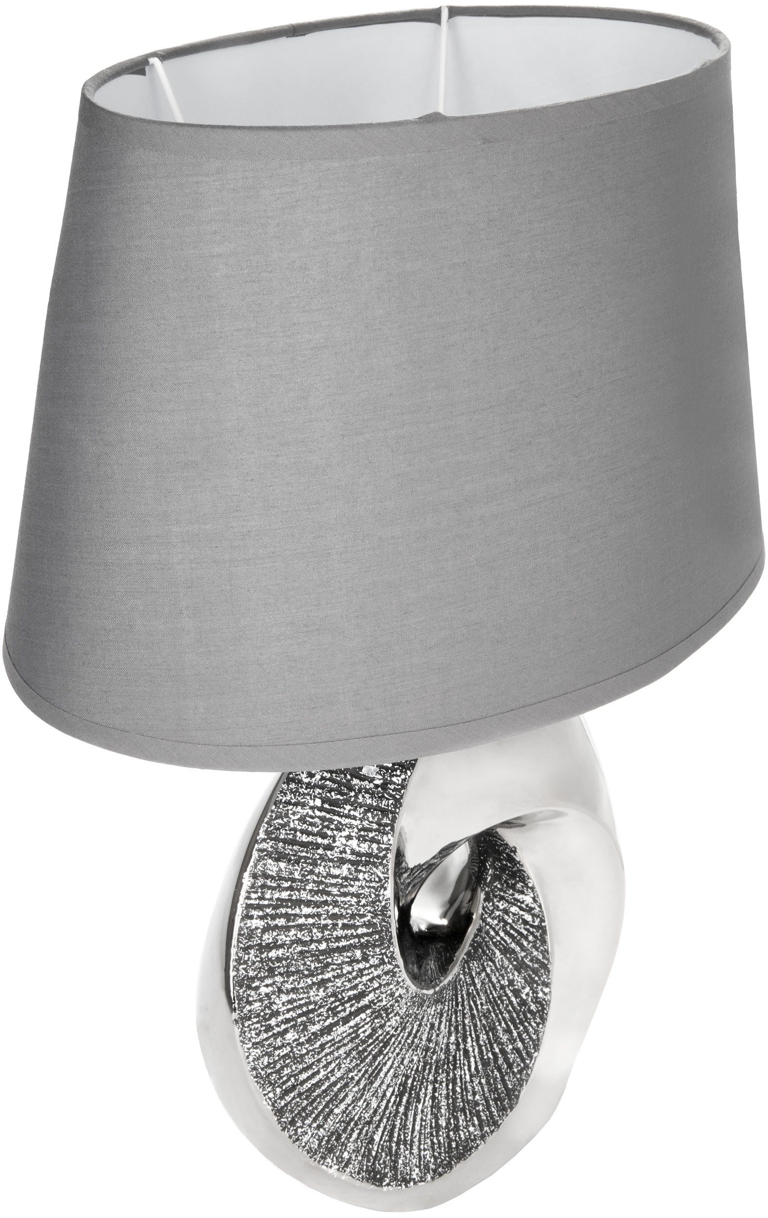 Leuchtmittel, Stein Tischleuchten 2x Keramikfuß, 2er Höhe 42,5 ohne mit Tischlampe Nachttischlampe cm Moderne Silber, Set Ring BRUBAKER