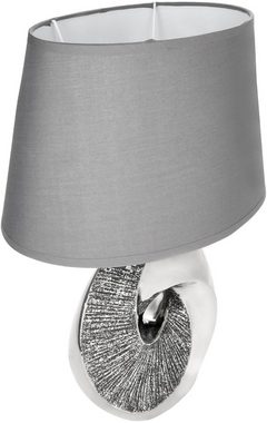 BRUBAKER Nachttischlampe 2er Set Tischlampe Stein Ring Silber, ohne Leuchtmittel, 2x Moderne Tischleuchten mit Keramikfuß, Höhe 42,5 cm