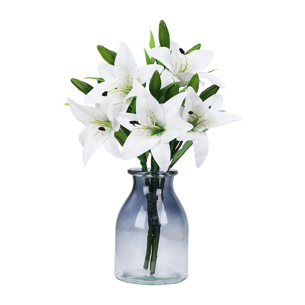 Kunstblumen Blumen,5 Juoungle Lilie, Künstliche weiß Kunstblume Blumensträuße