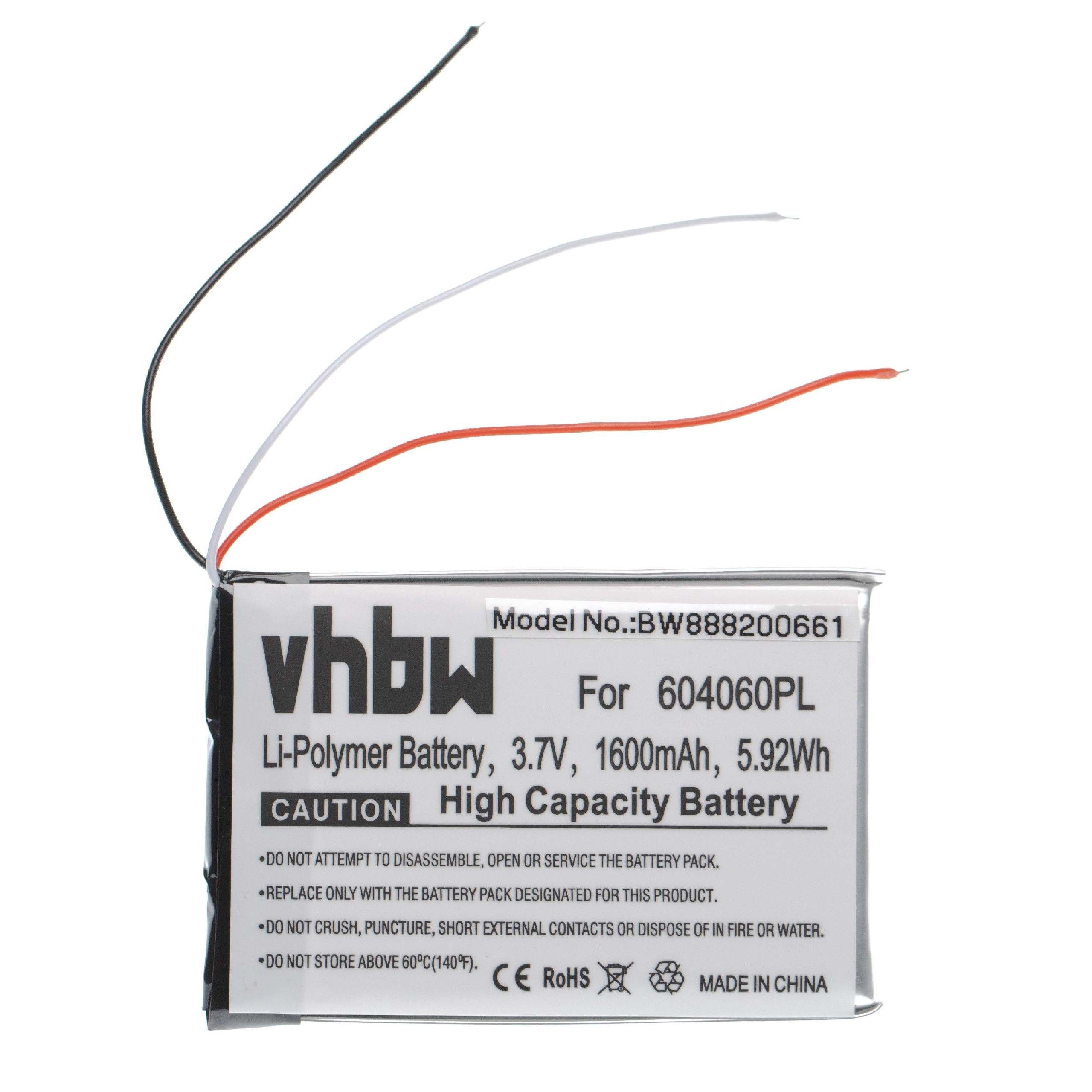 vhbw Ersatz für Becker 604060, 604060PL für Akku Li-Polymer 1600 mAh (3,7 V)