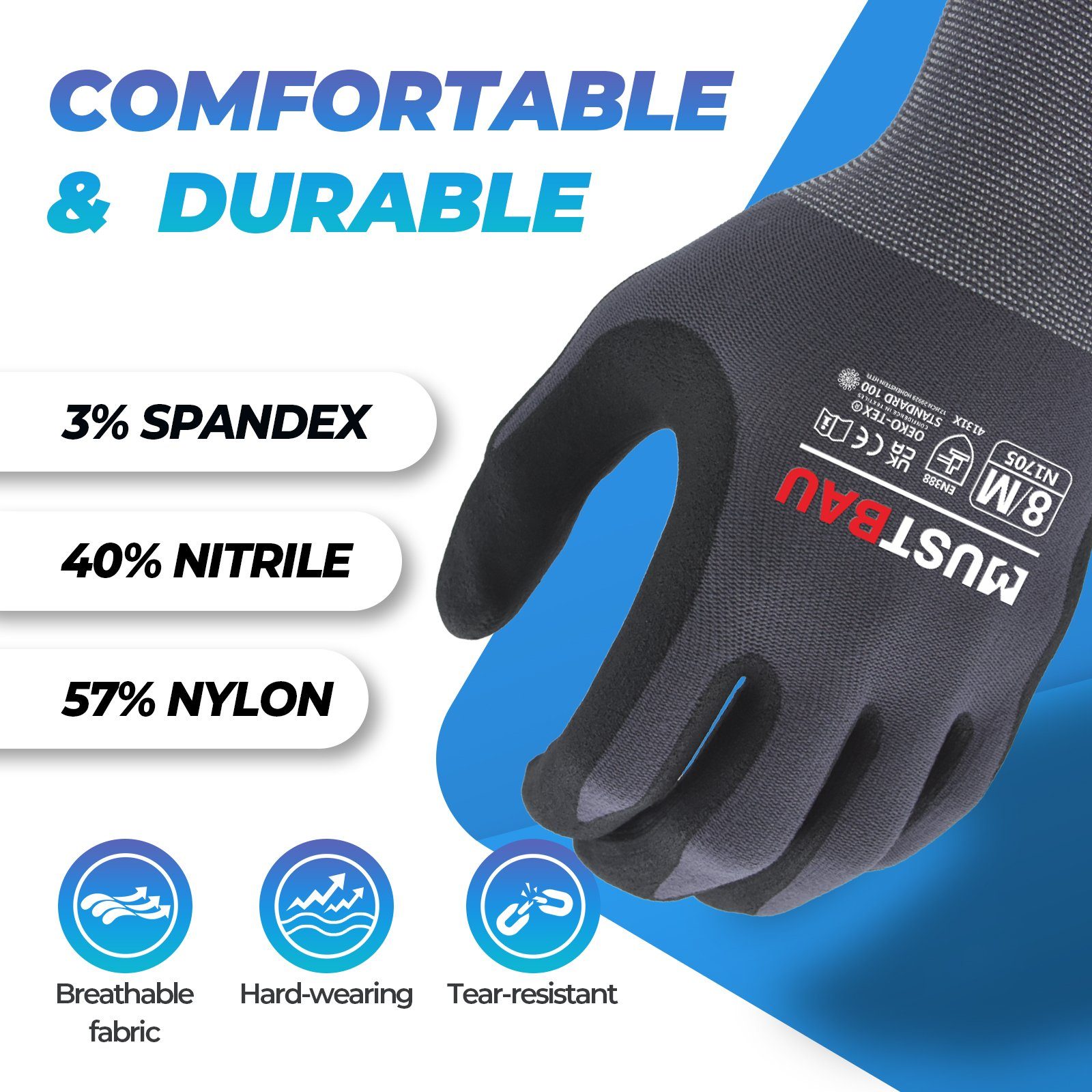 Mustbau Arbeitshandschuhe (3-St) 12/6/3 Pack,mit Touchscreen günstig online kaufen