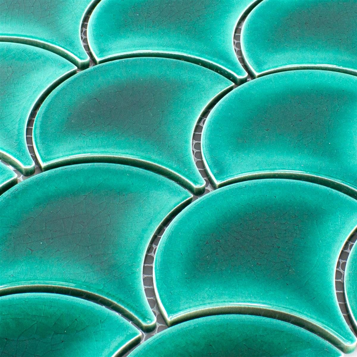 Mosafil Mosaikfliesen Keramik Mosaik Fliesen Newark, Keramik 27.300x25.900, grün, Verlegefertig auf ein Netz geklebt - Frostsicher - Wasserfest