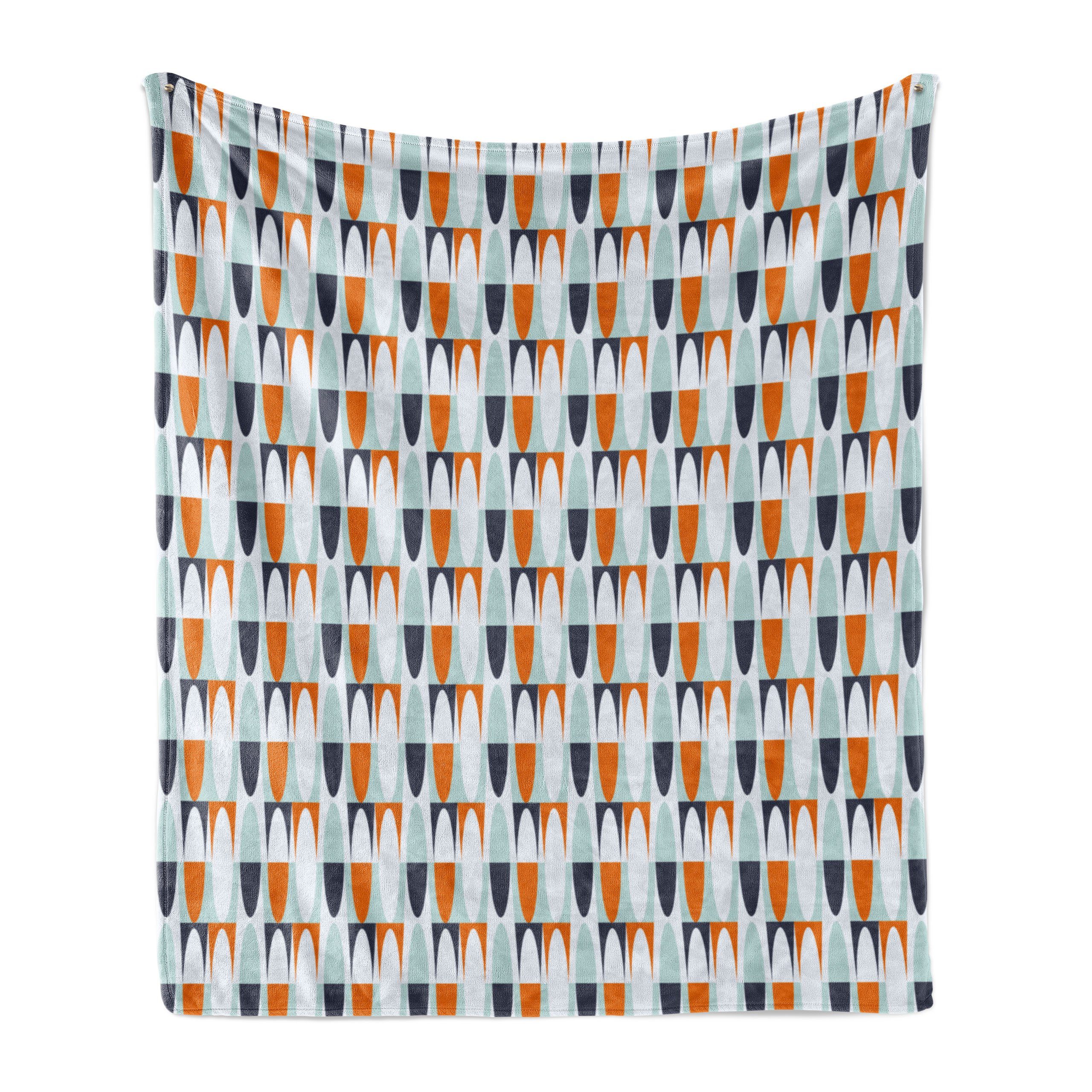 Wohndecke Gemütlicher Plüsch für den Innen- und Außenbereich, Abakuhaus, Abstrakt Bicolor Runde Lange Formen