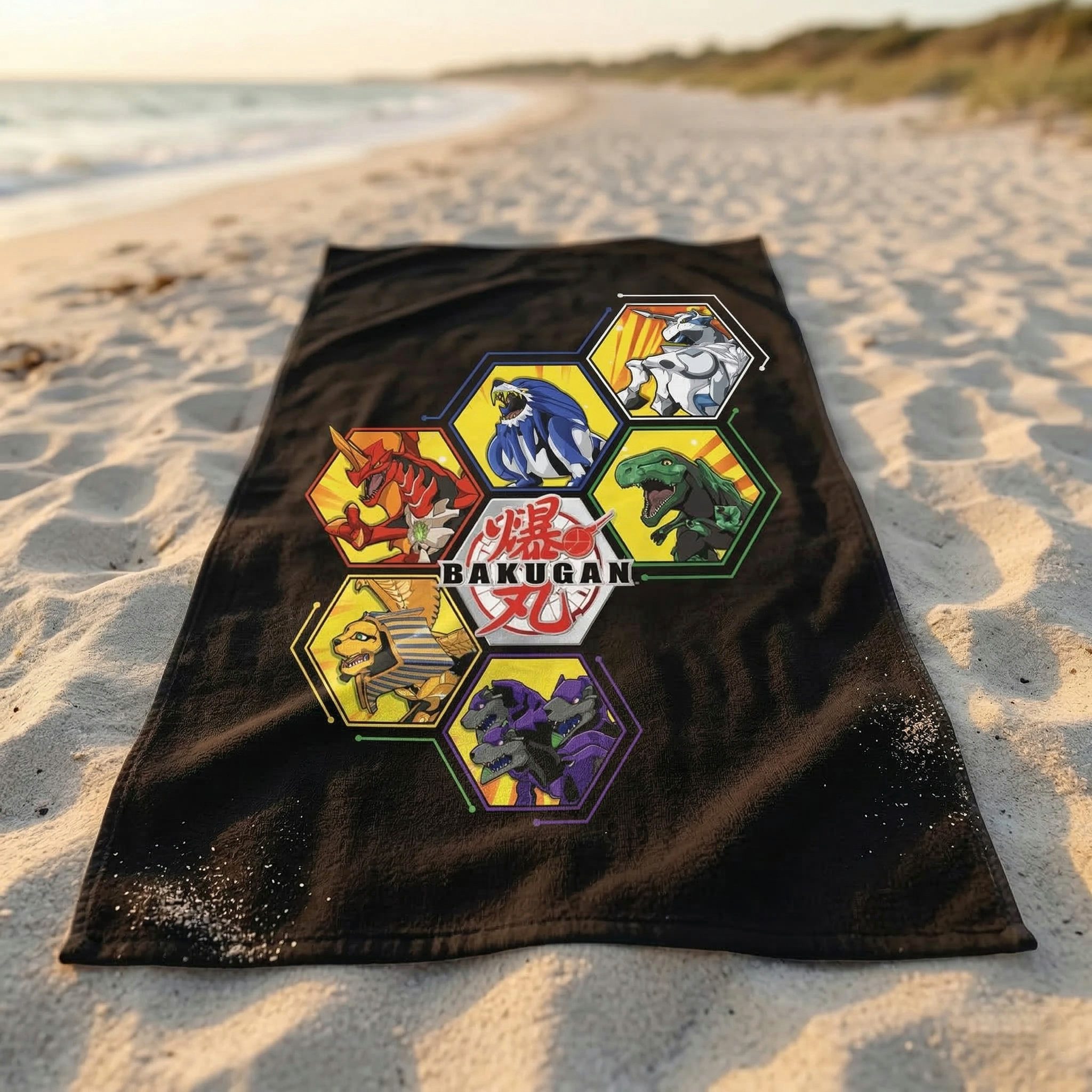 Aymax sprl Strandtuch Anime Bakugan - Handtuch Badehandtuch Badetuch XL Strandtuch, (1-St), 100% Baumwolle, 70x140 cm