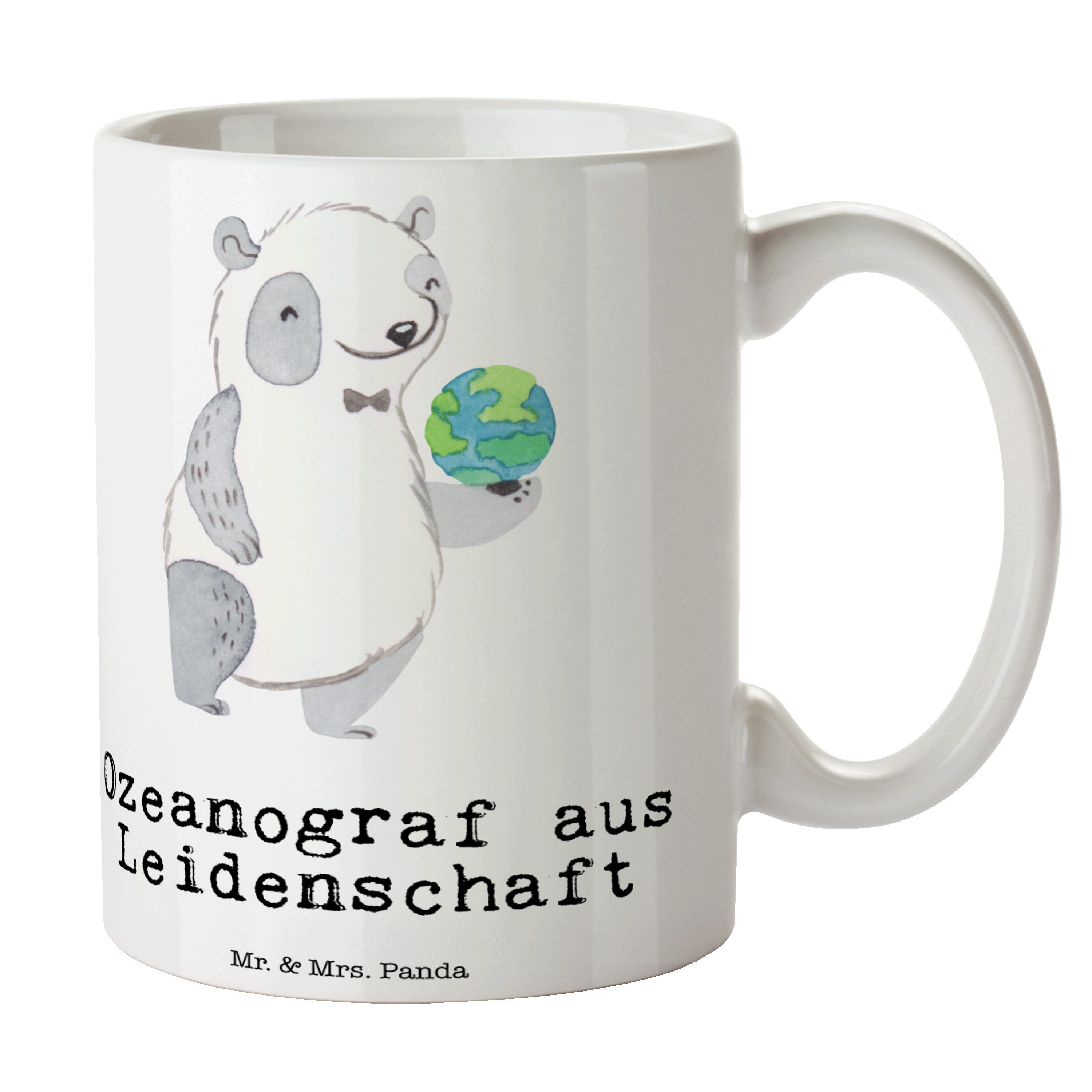 Leidenschaft Geschenk, Teebecher, Panda Naturwissen, - Mrs. - Mr. & Ozeanograf Keramik Weiß Tasse aus