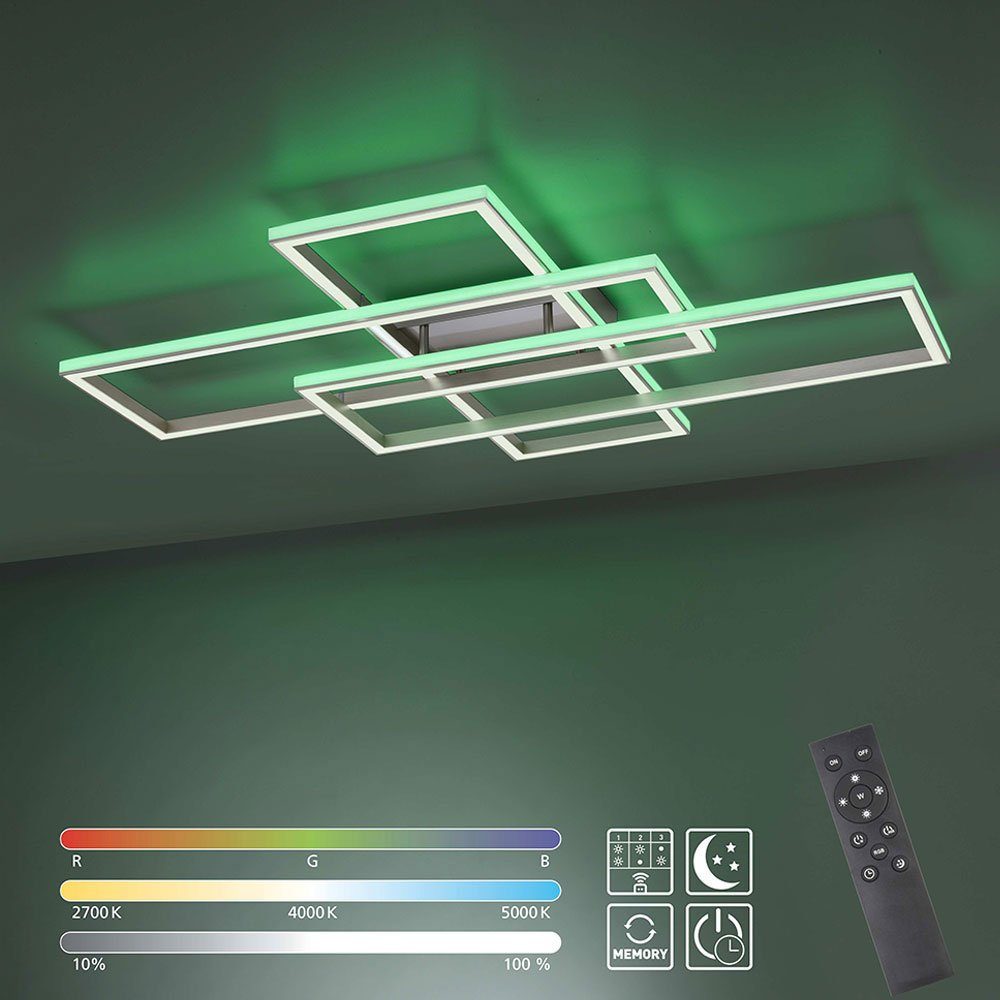 Deckenlampe silber Designlampe verbaut, Wohnzimmerleuchte fest LED LED-Leuchtmittel Deckenleuchte, Fernbedienung etc-shop LED