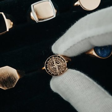 Sprezzi Fashion Siegelring Herren Siegel Ring Silber Fingerring Kompass aus 925er Silber (inklusive Schmucketui und kostenlosem Silber-Pflegetuch geliert), handgefertigt, aus Sterling Silver, Designed in Germany