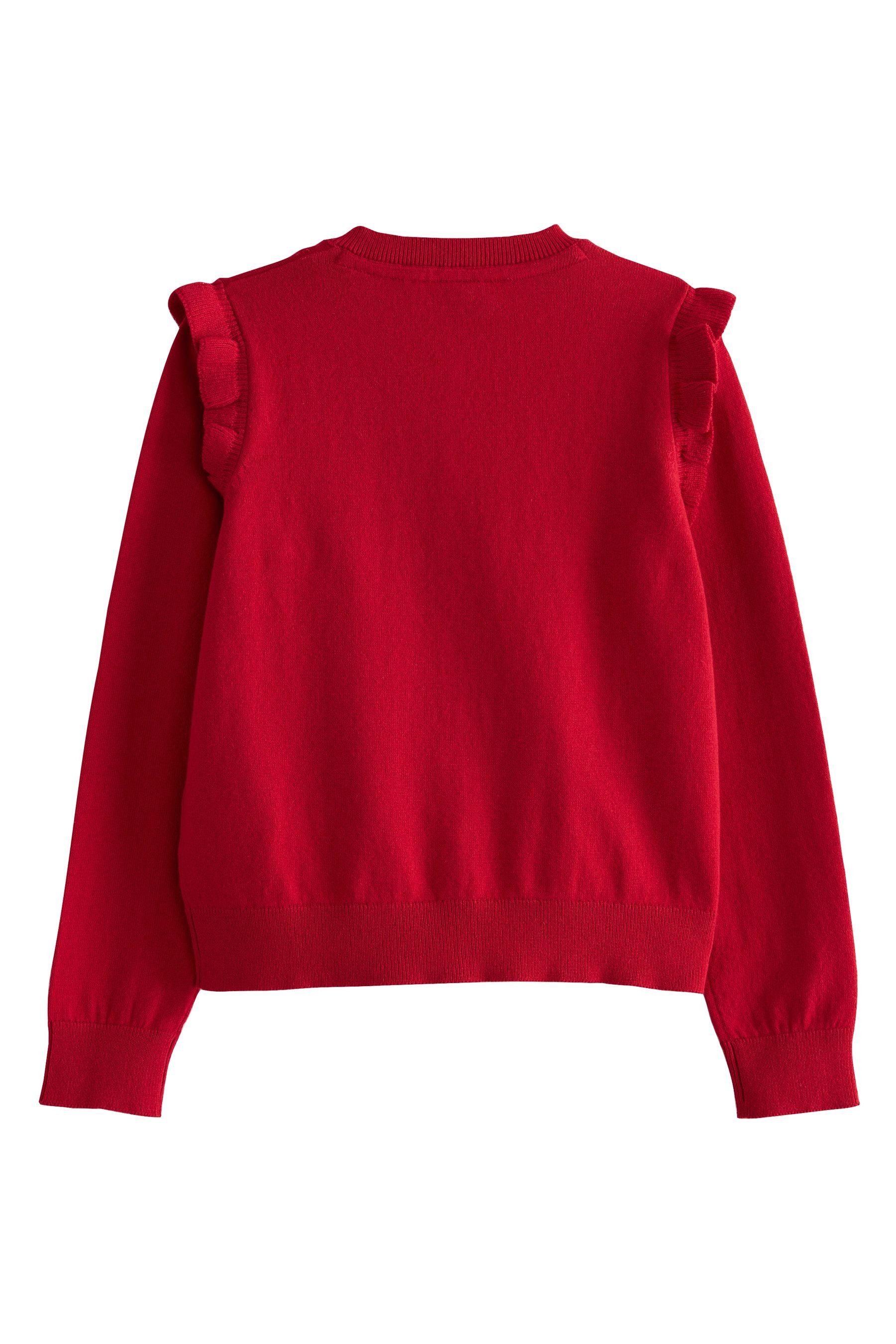Next Strickjacke Schul-Strickjacke mit gerüschten Schultern (1-tlg)